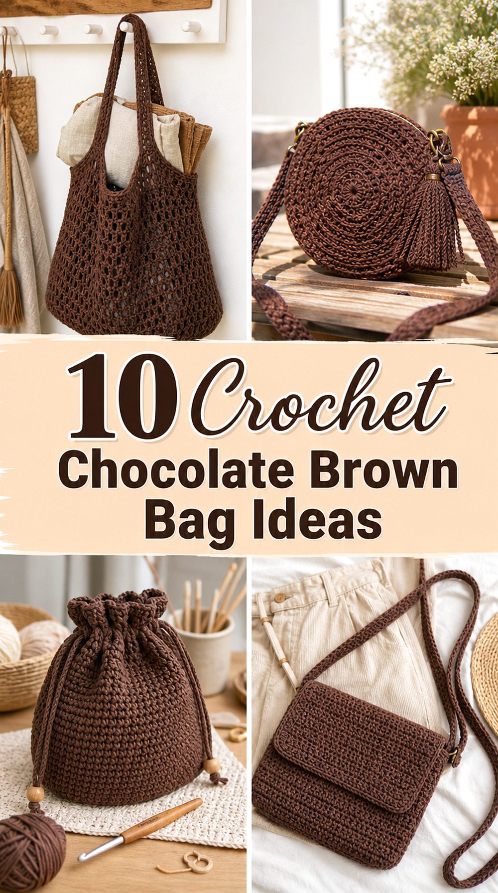 Crochet Chocolate Brown Bag Ideas
