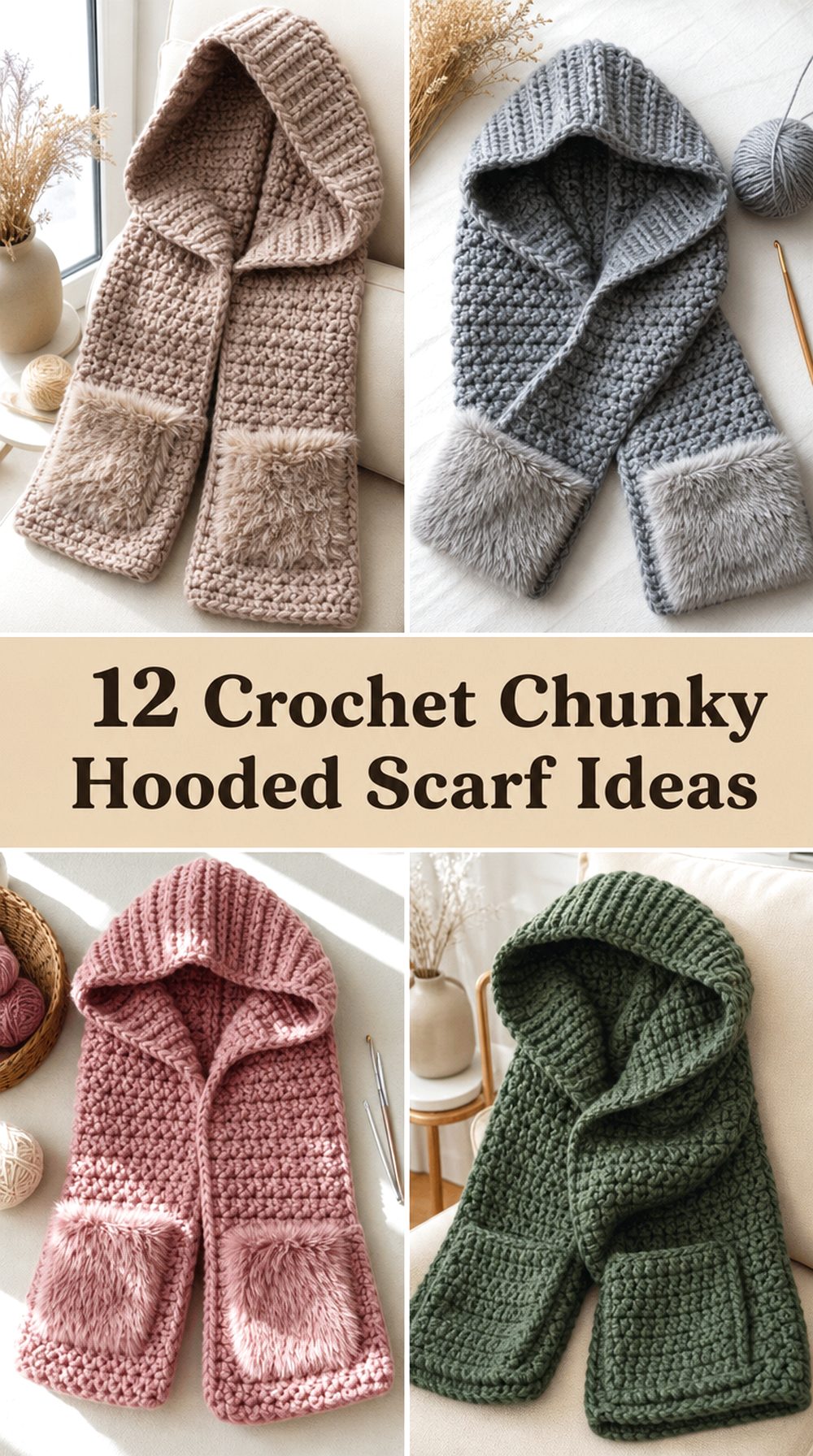 Crochet Chunky Hooded Scarf Ideas
