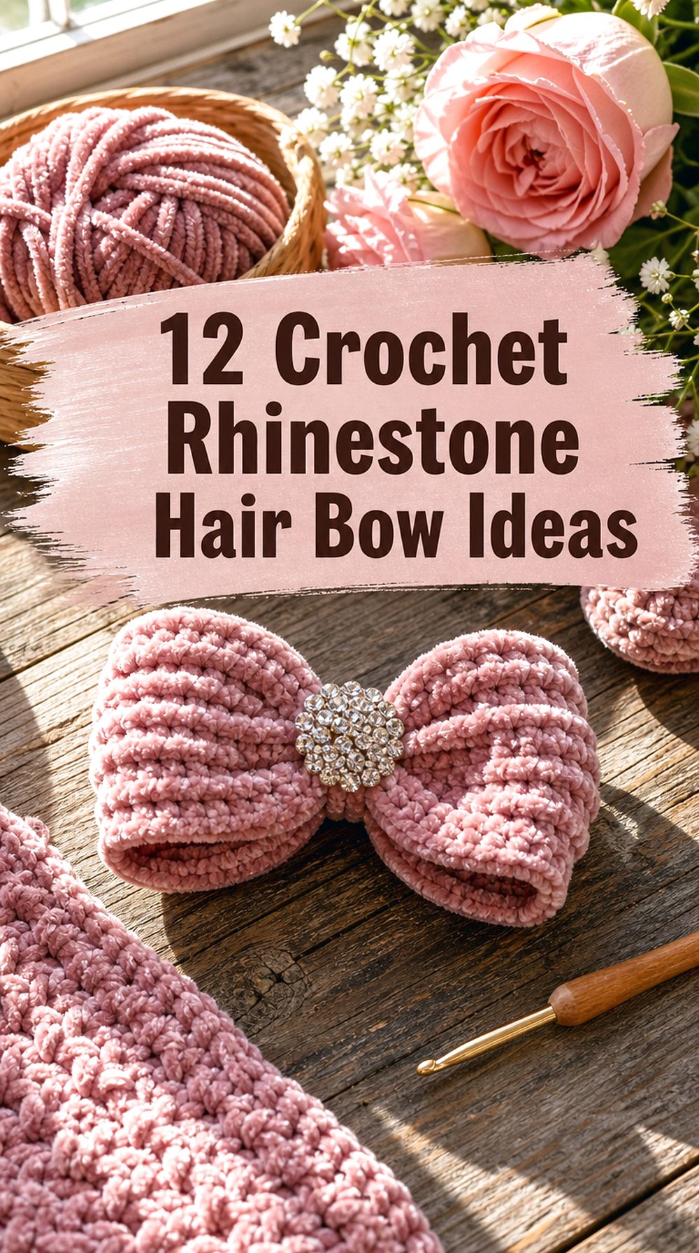 Crochet Rhinestone Hair Bow Ideas