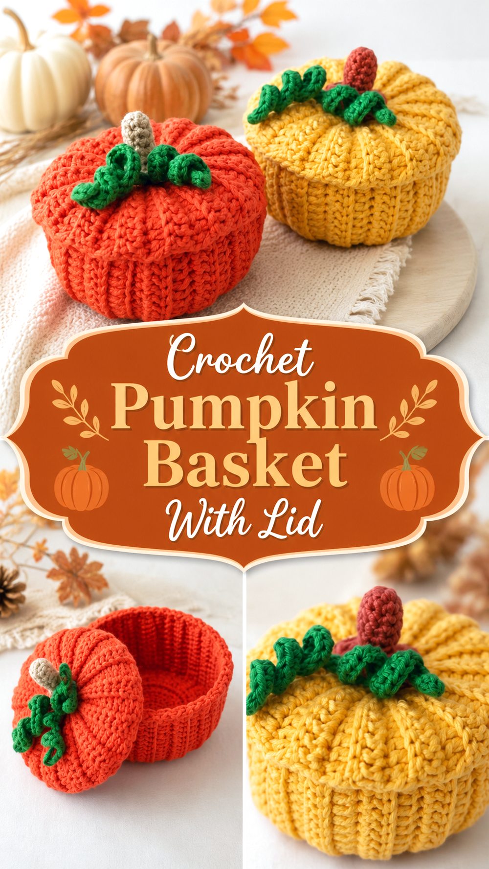 Crochet Pumpkin Basket With Lid