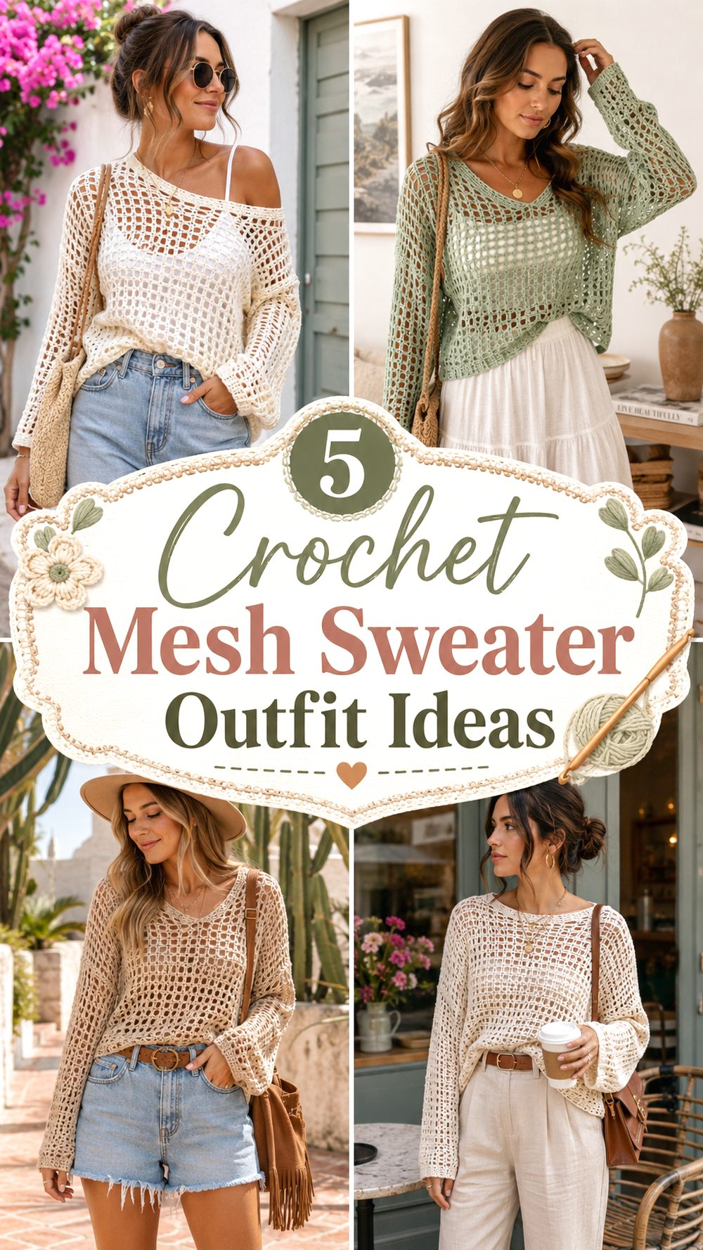 Crochet Mesh Sweater Outfit Ideas