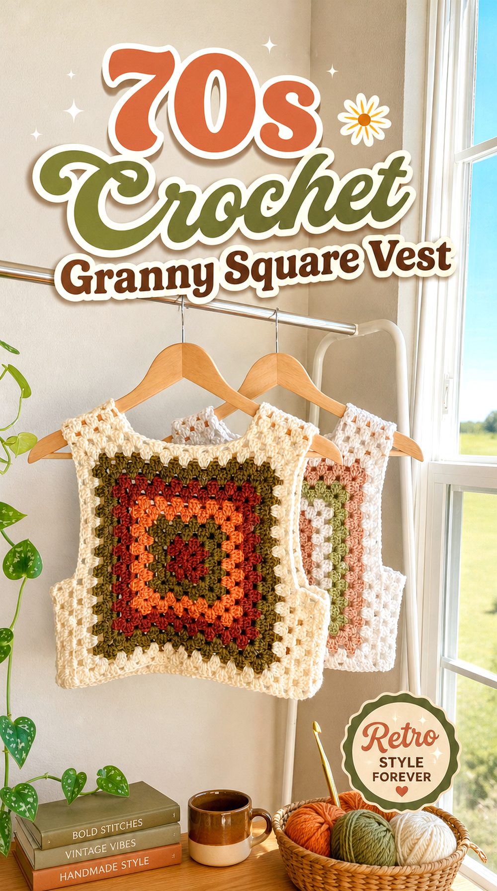 s Crochet Granny Square Vest