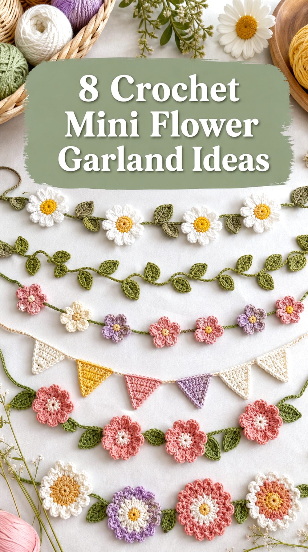Crochet Mini Flower Garland Ideas