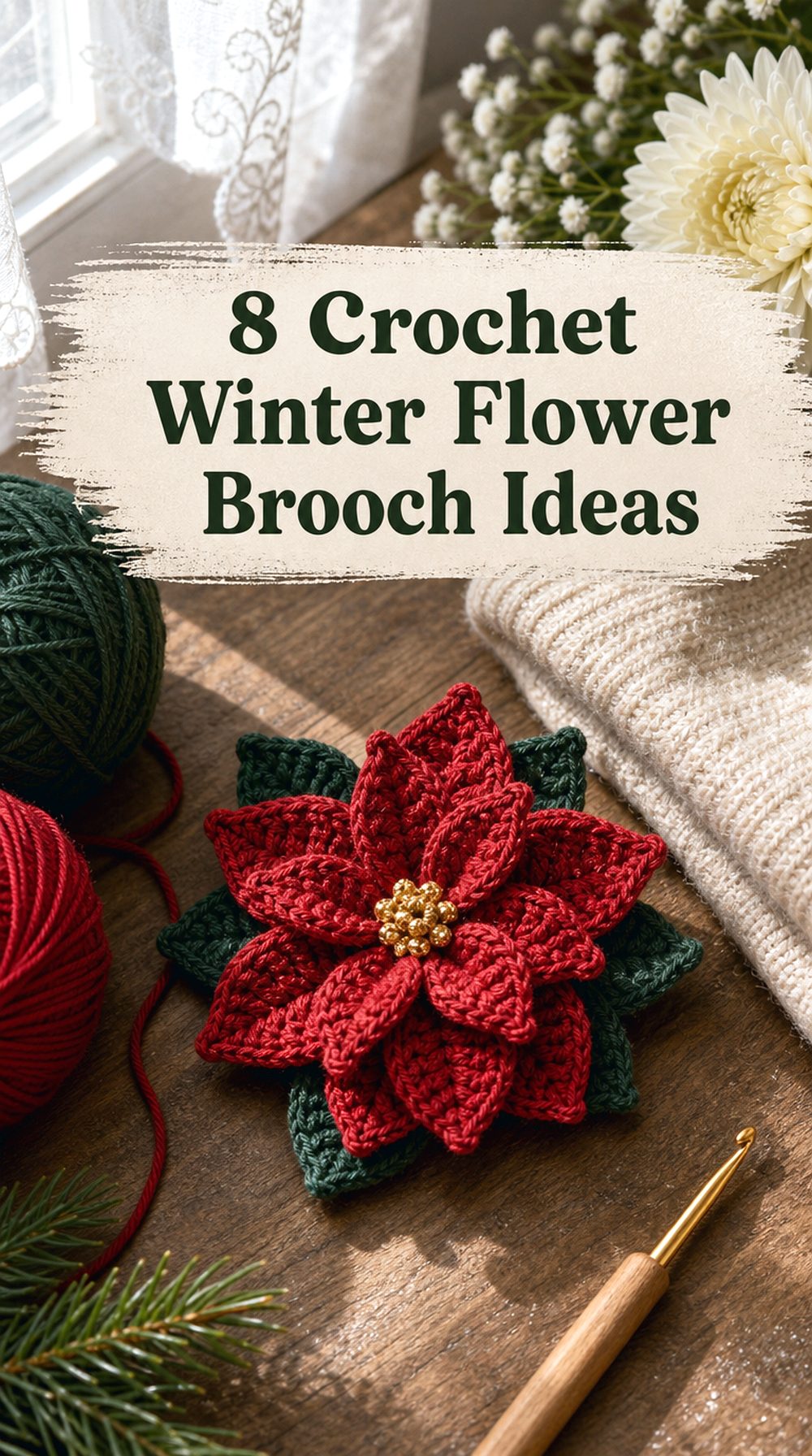 Crochet Winter Flower Brooch Ideas