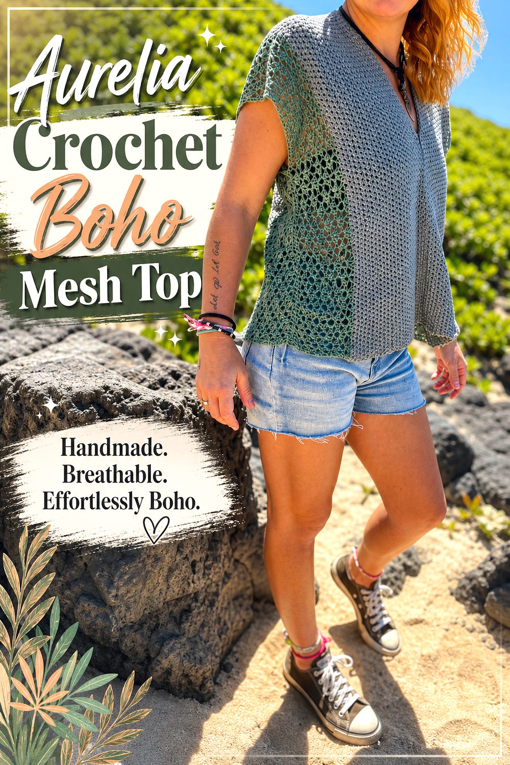 Aurelia Crochet Boho Mesh Top