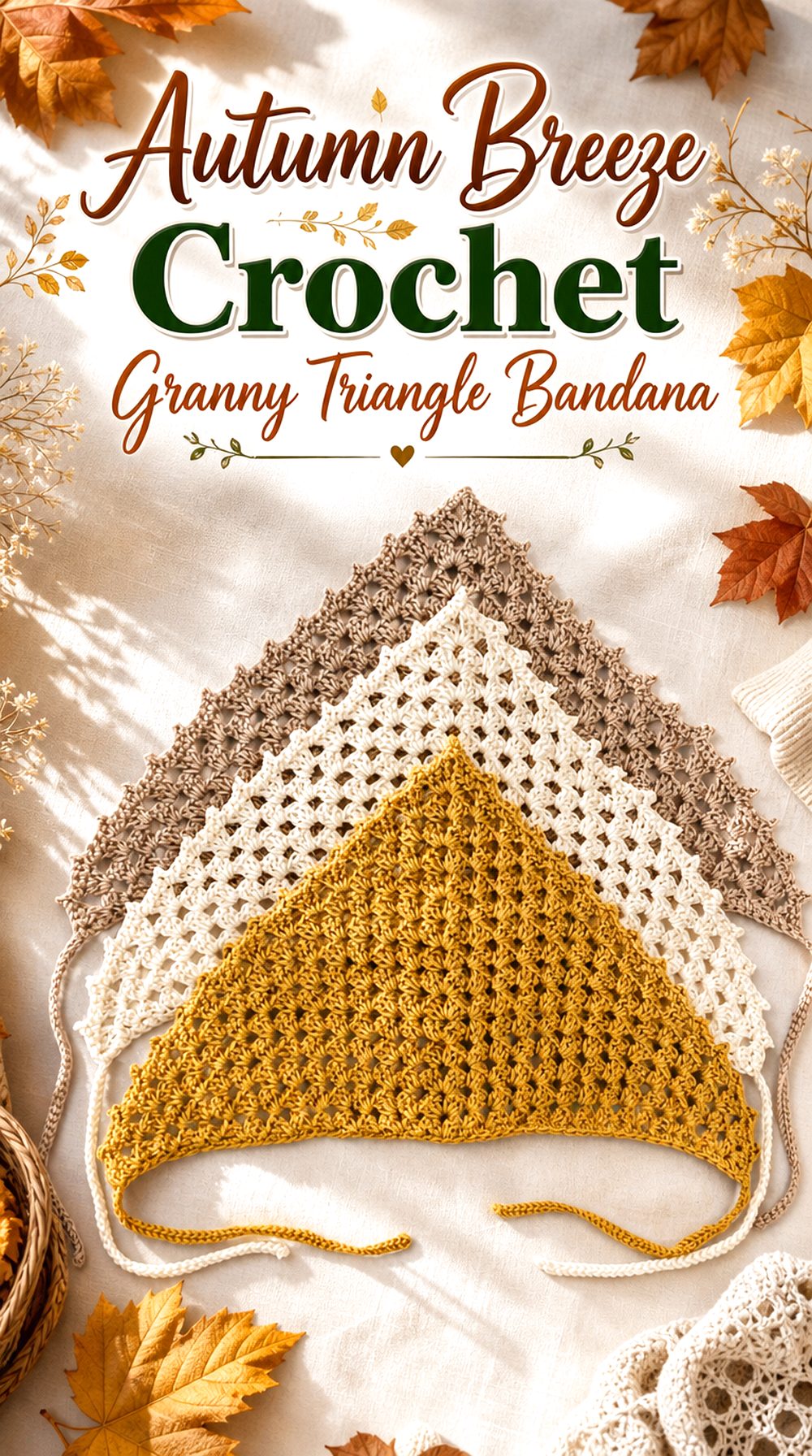 Autumn Breeze Crochet Granny Triangle Bandana
