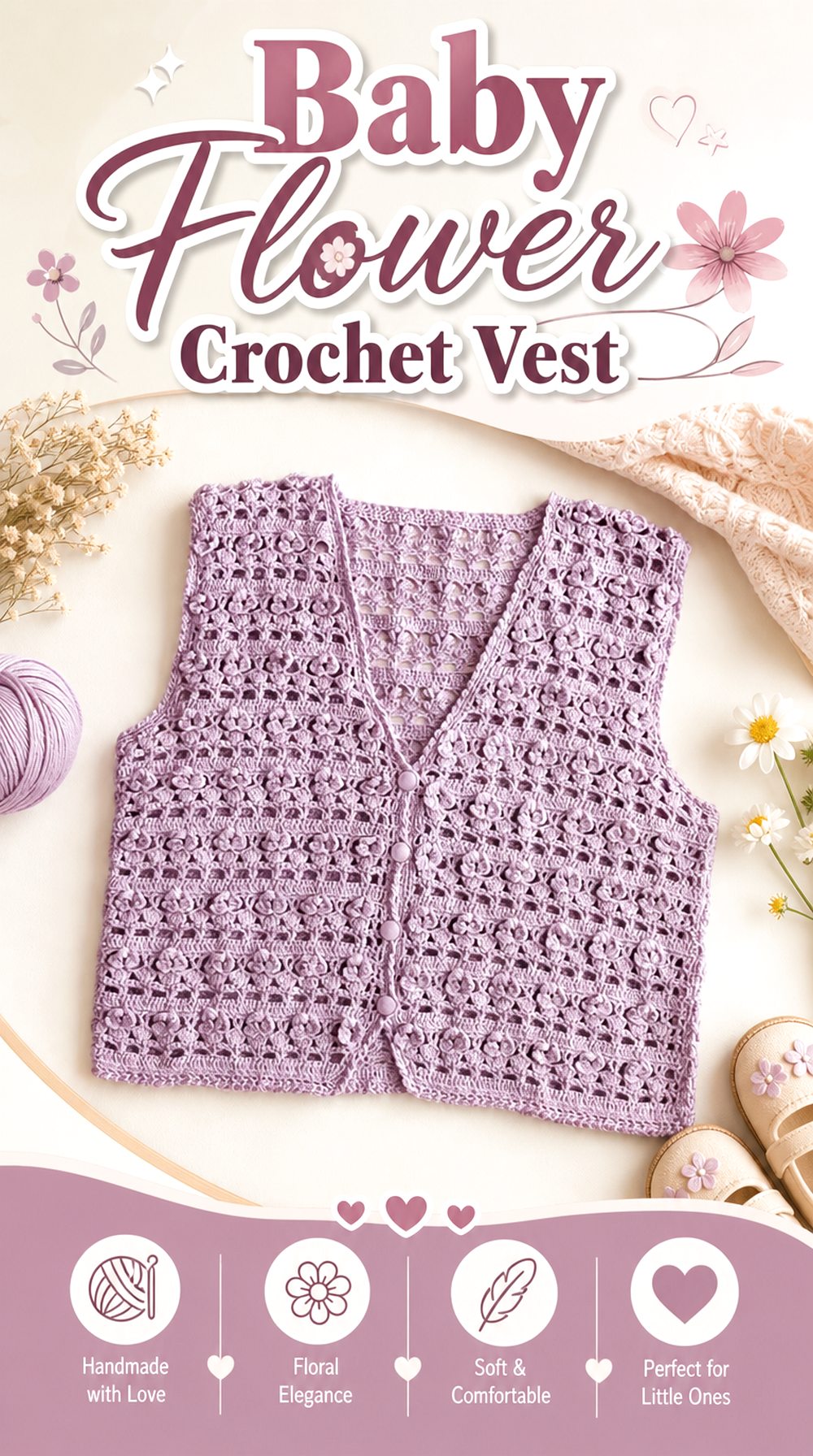 Baby Flower Crochet Vest