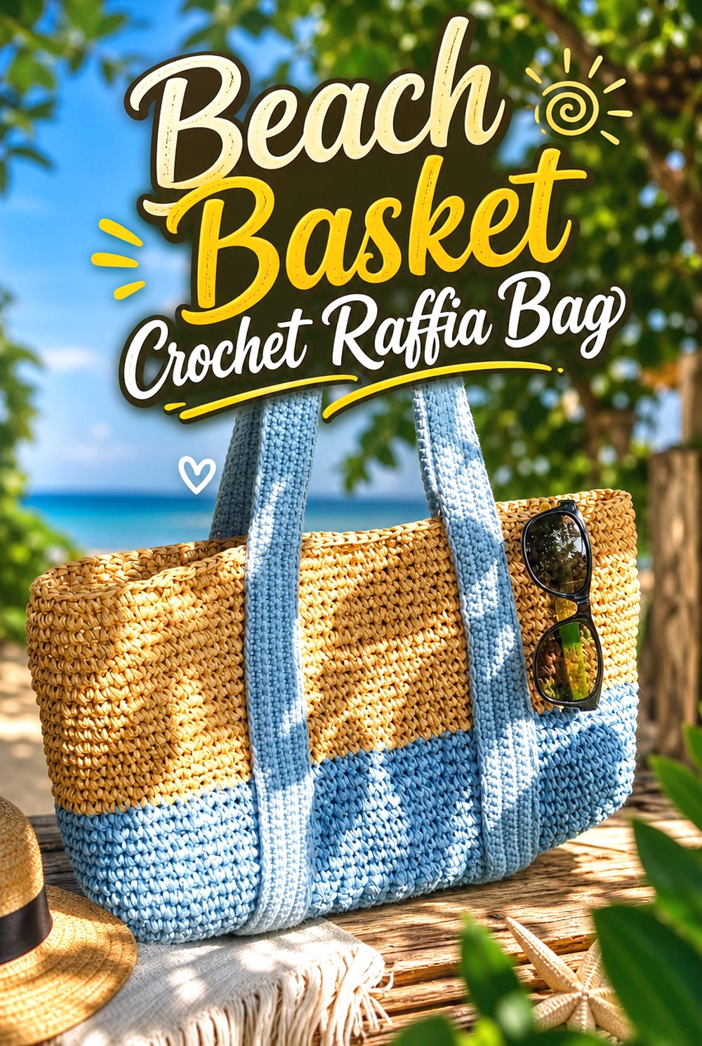Beach Basket Crochet Raffia Bag