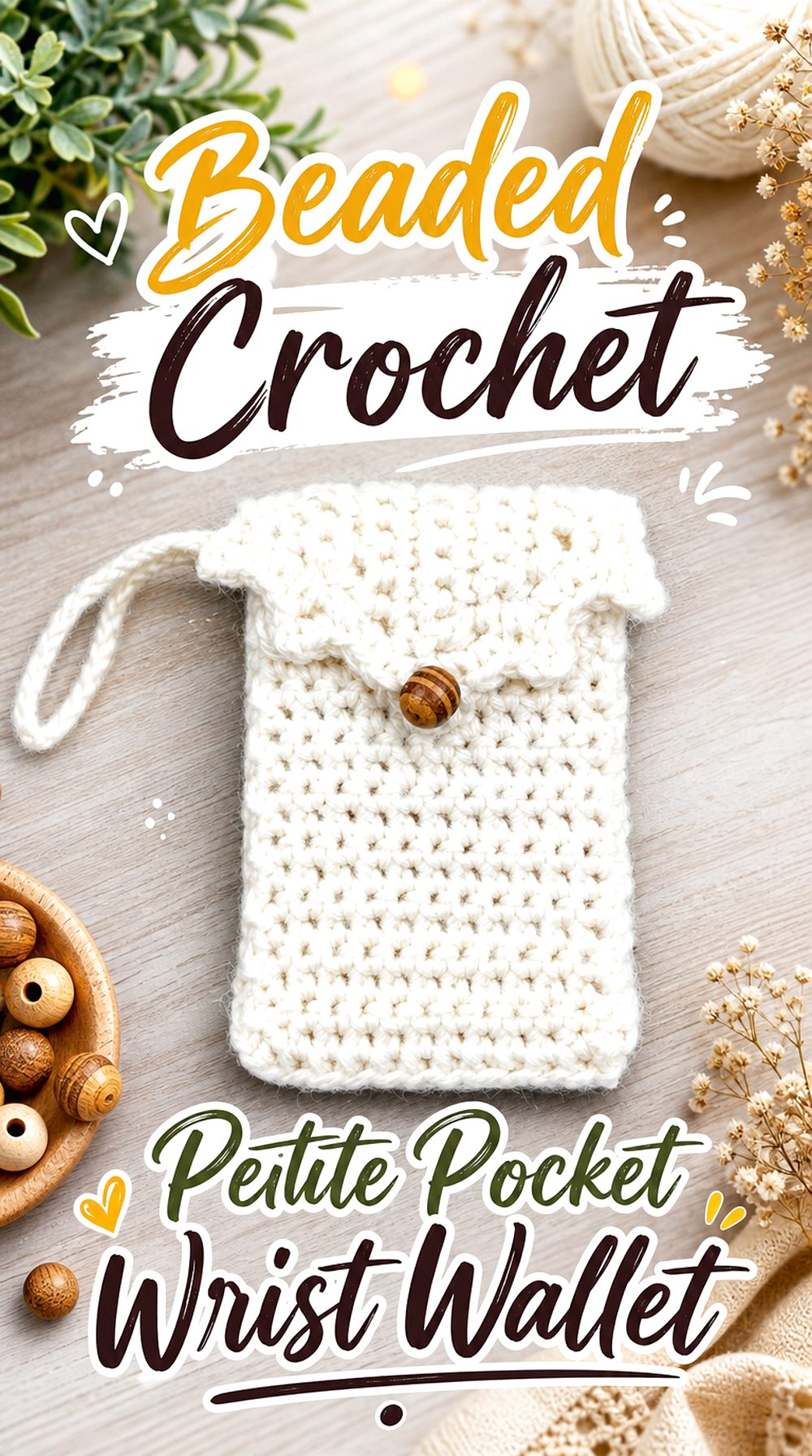 Beaded Crochet Petite Pocket Wrist Wallet