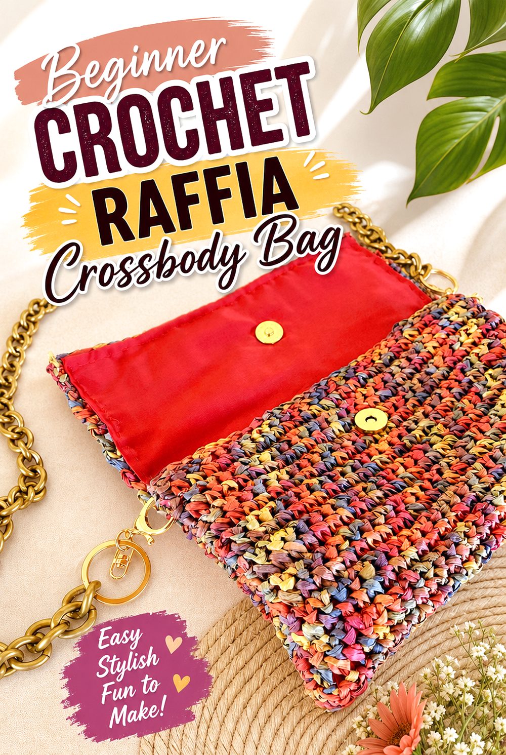 Beginner Crochet Raffia Crossbody Bag