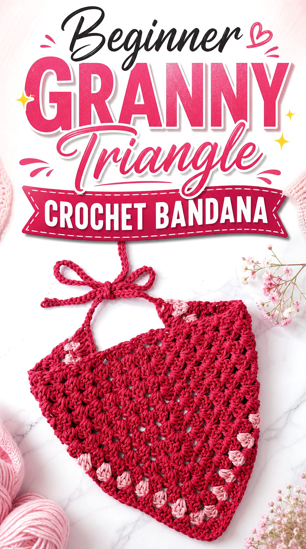 Beginner Granny Triangle Crochet Bandana