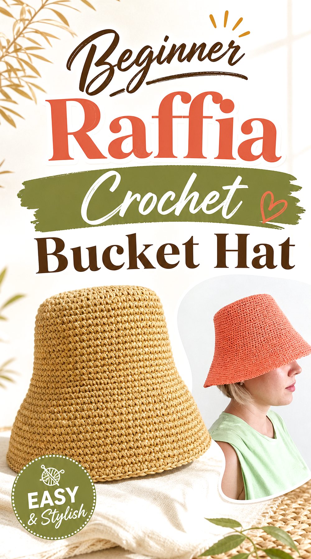 Beginner Raffia Crochet Bucket Hat