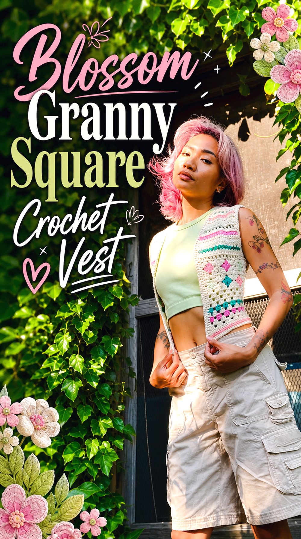 Blossom Granny Square Crochet Vest