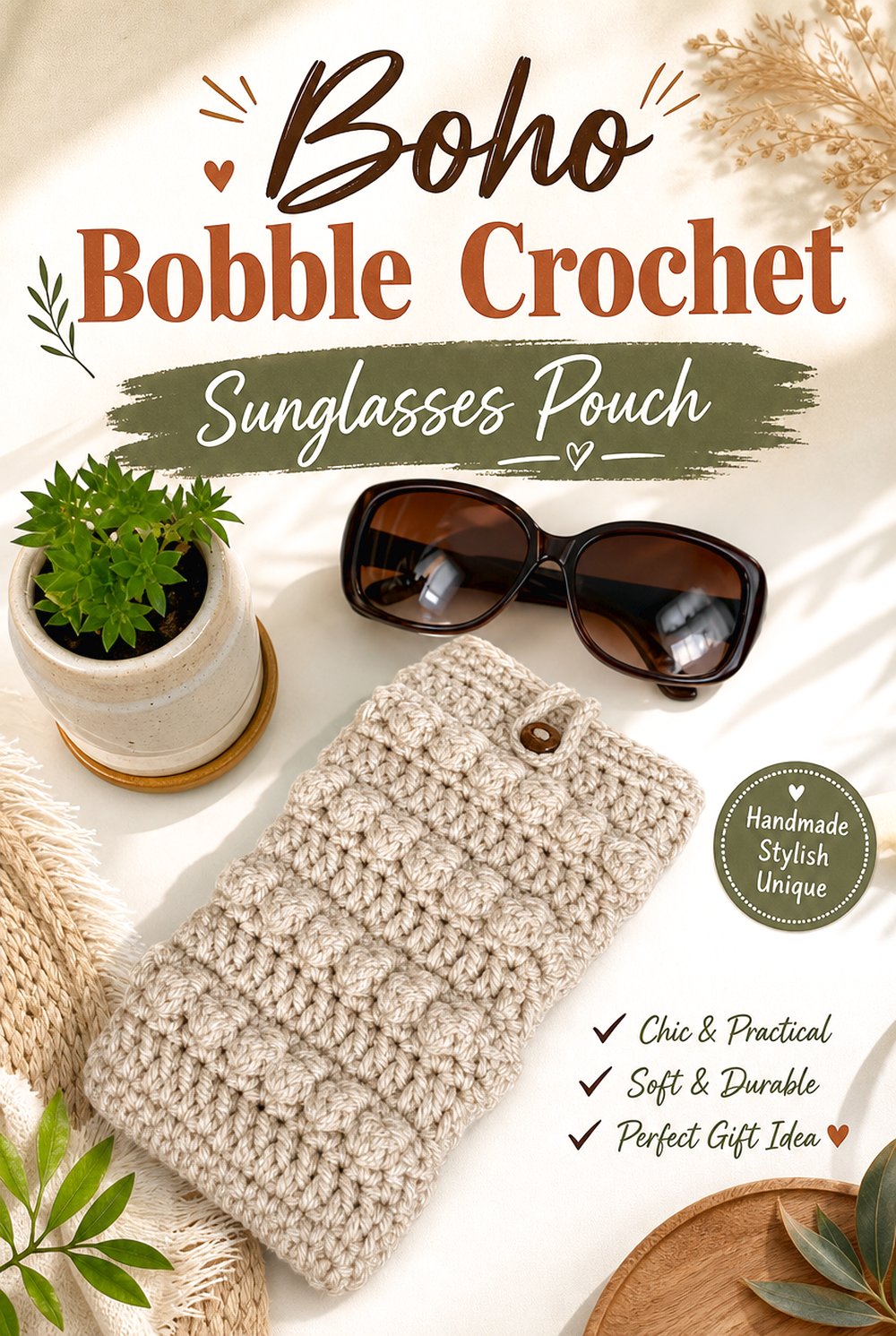 Boho Bobble Crochet Sunglasses Pouch