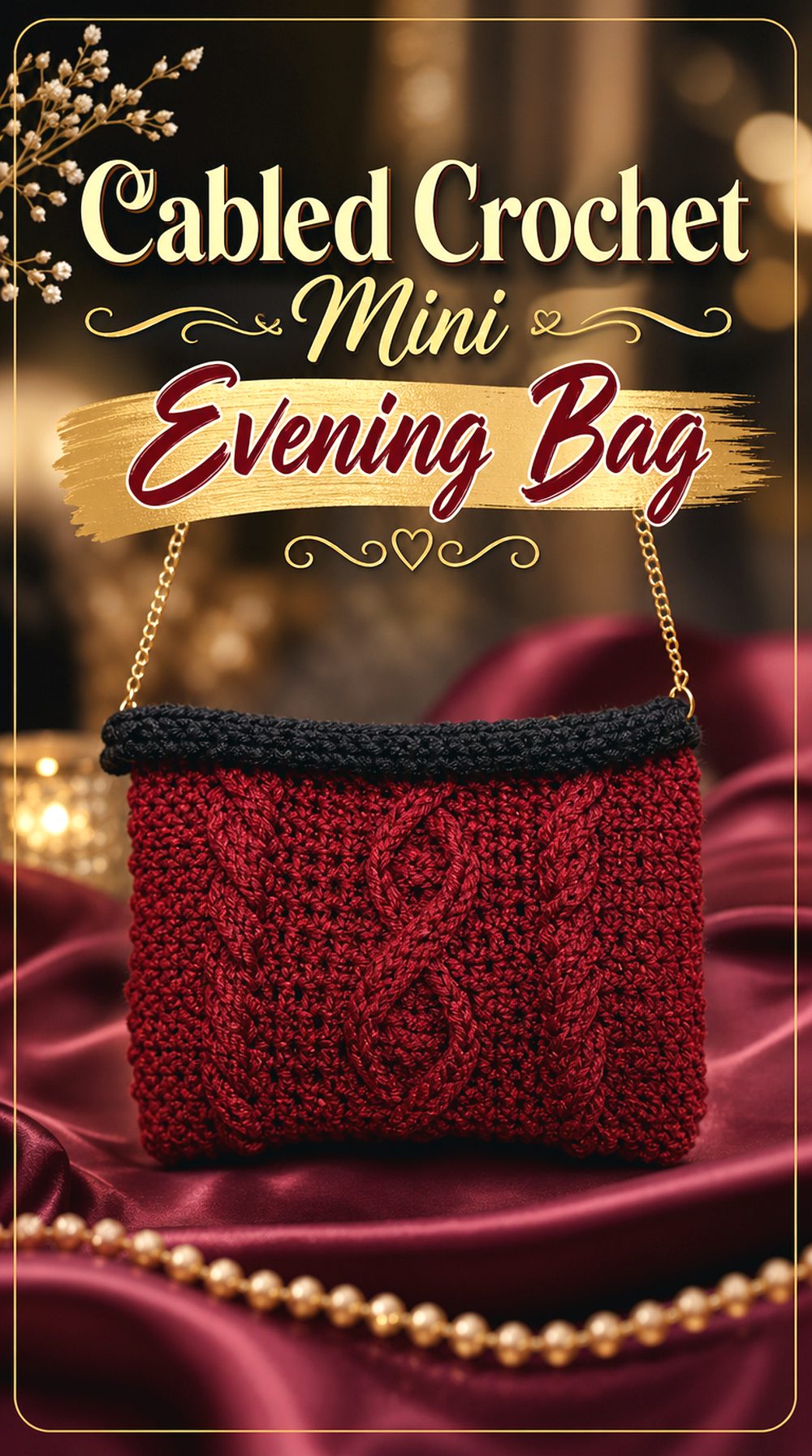 Cabled Crochet Mini Evening Bag