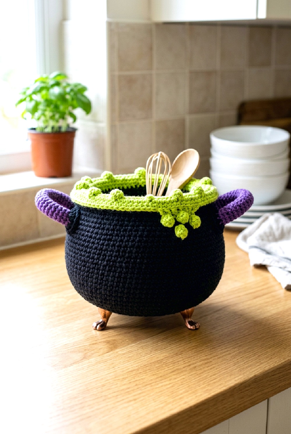 Candy Cauldron Crochet Basket