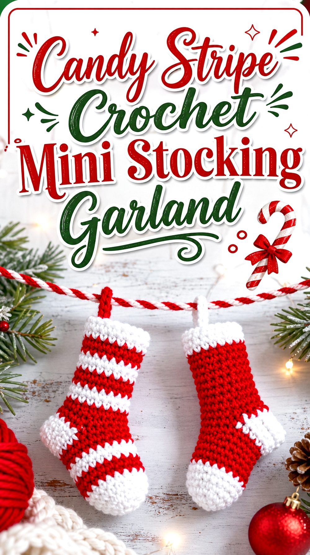 Candy Stripe Crochet Mini Stocking Garland