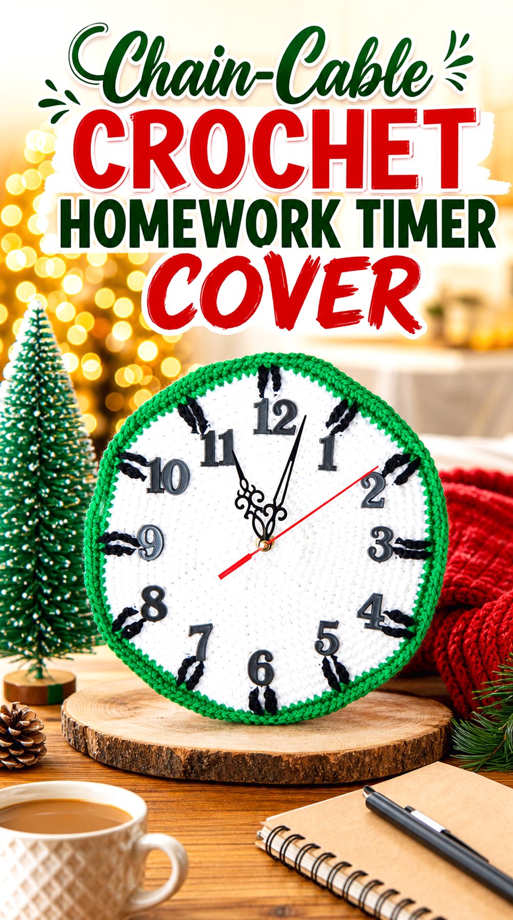 Chain Cable Crochet Homework Timer Cover