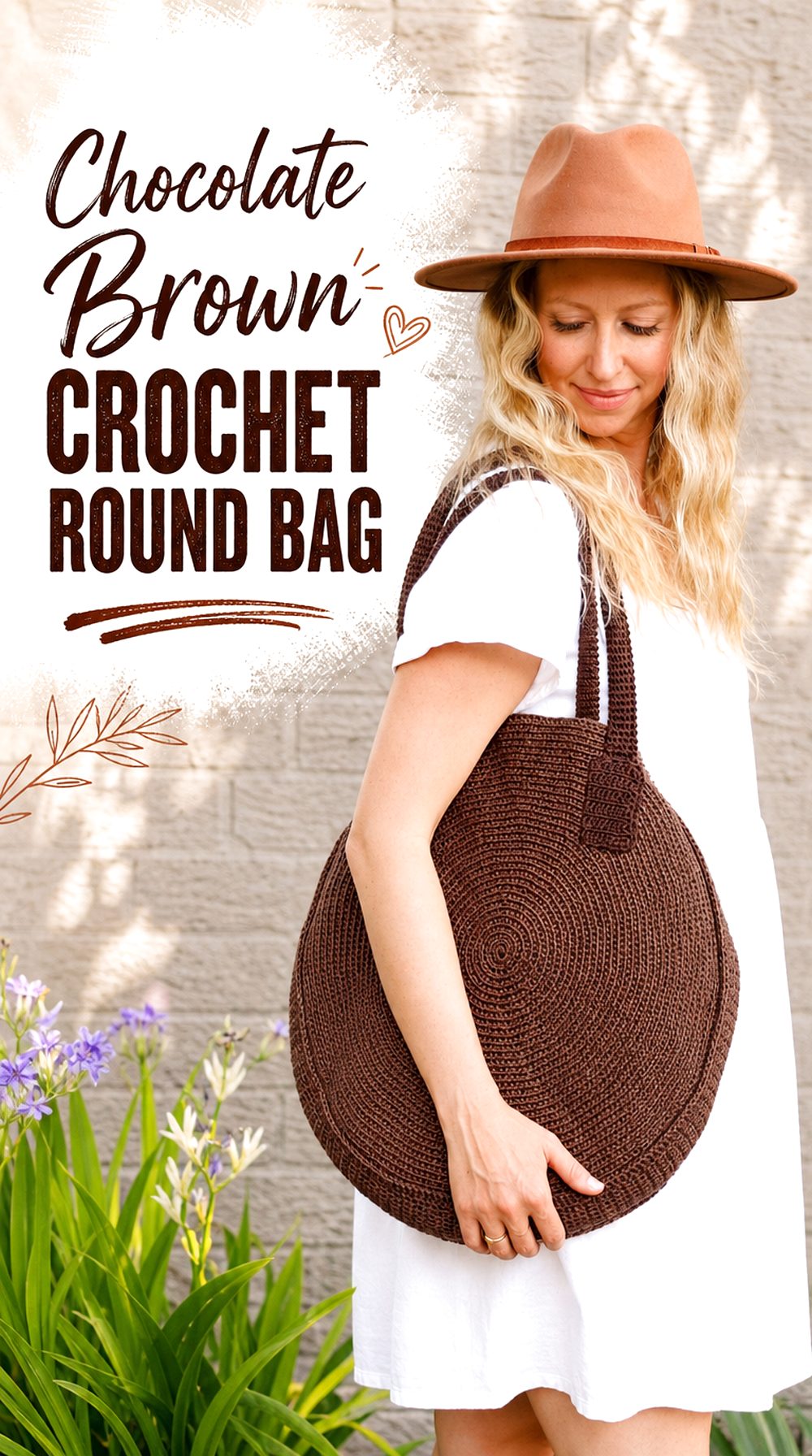 Chocolate Brown Crochet Round Bag