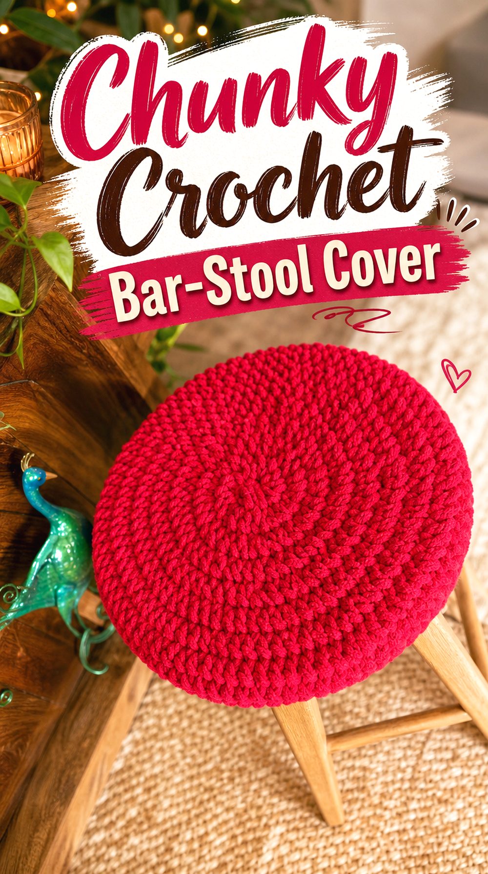 Chunky Crochet Bar Stool Cover