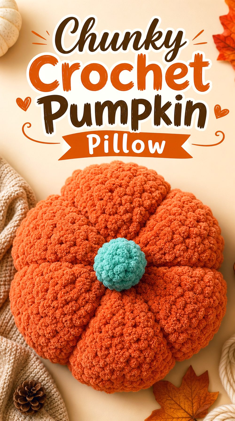 Chunky Crochet Pumpkin Pillow