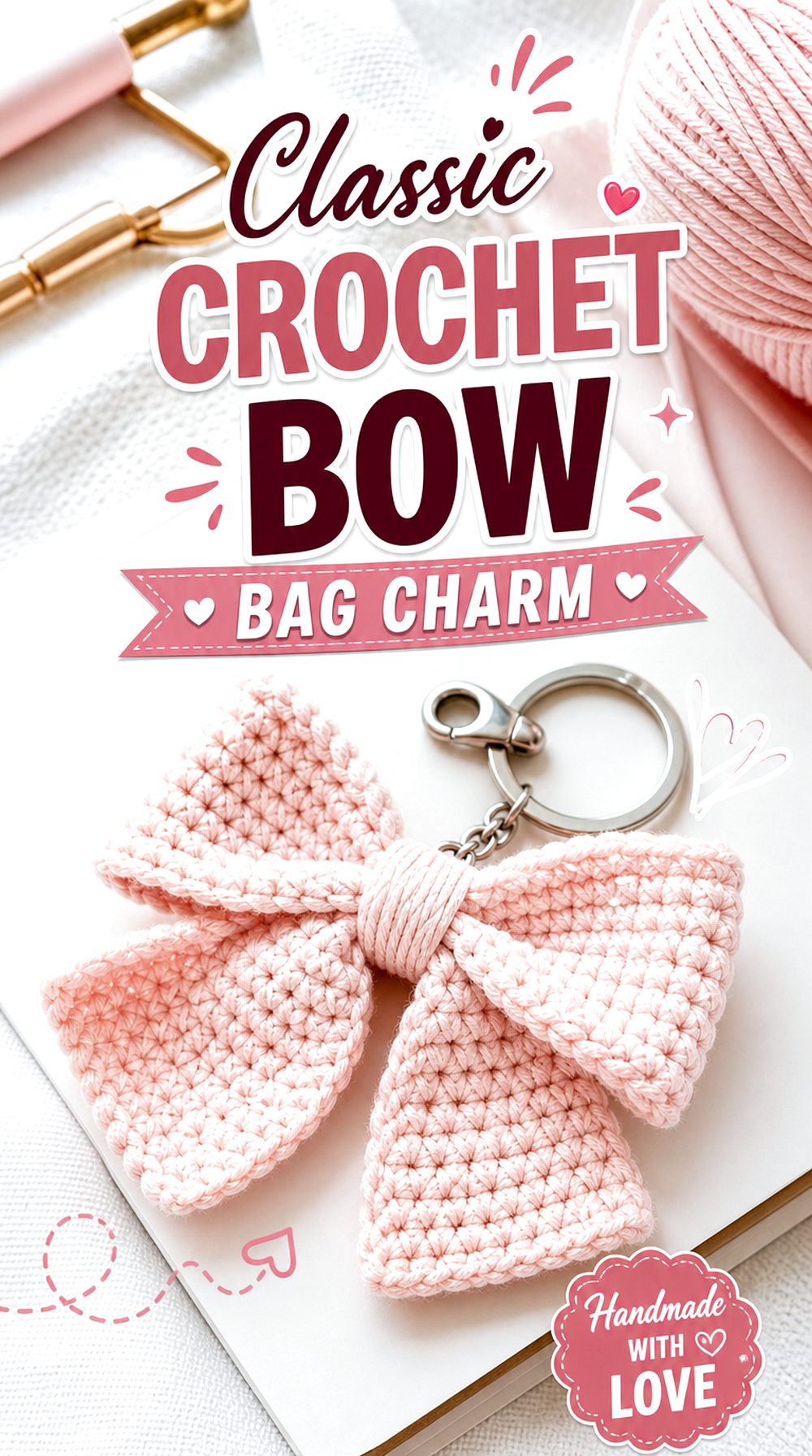 Classic Crochet Bow Bag Charm
