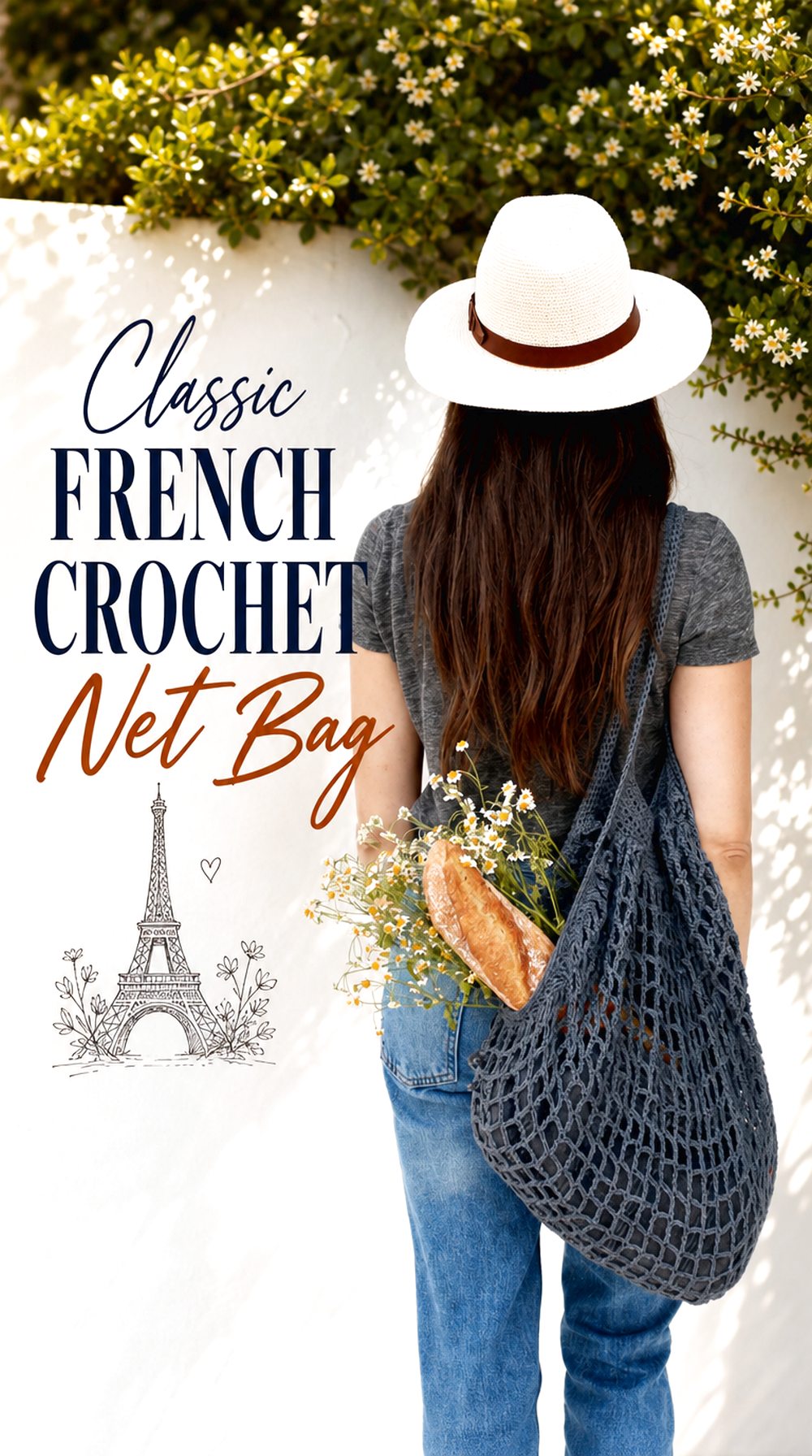 Classic French Crochet Net Bag