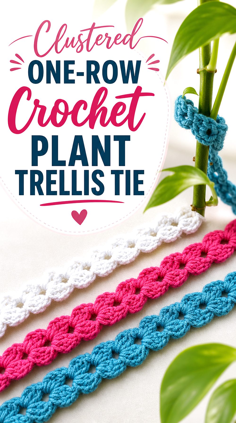 Clustered One Row Crochet Plant Trellis Tie
