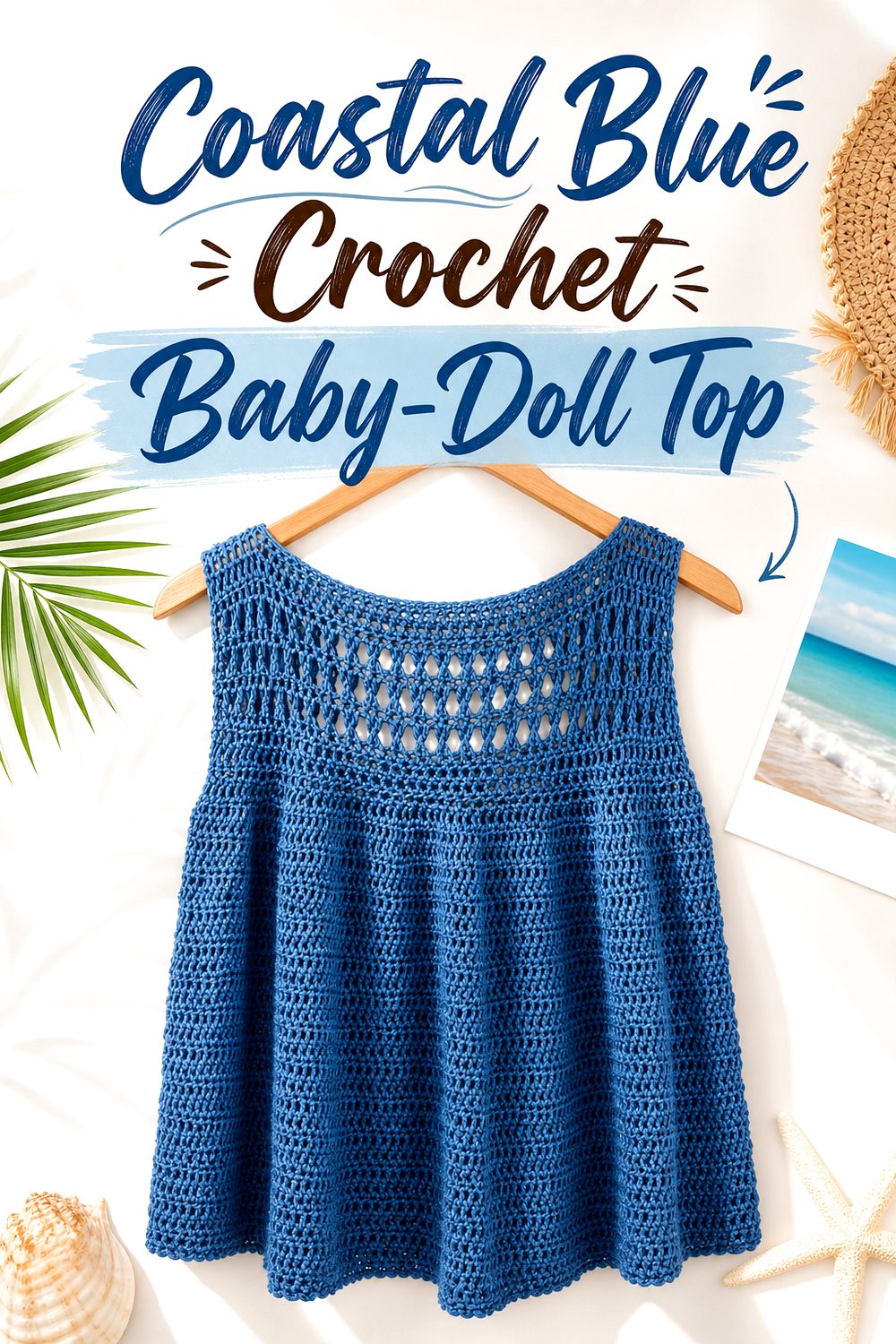 Coastal Blue Crochet Baby Doll Top