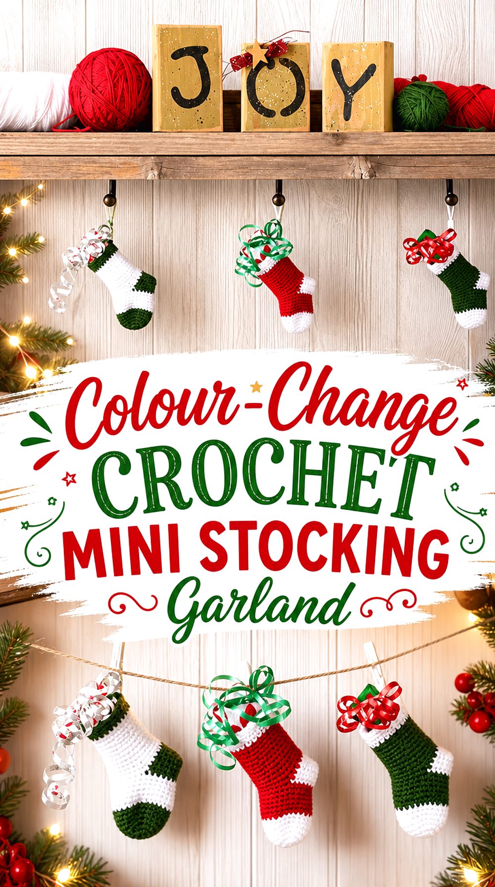 Colour Change Crochet Mini Stocking Garland