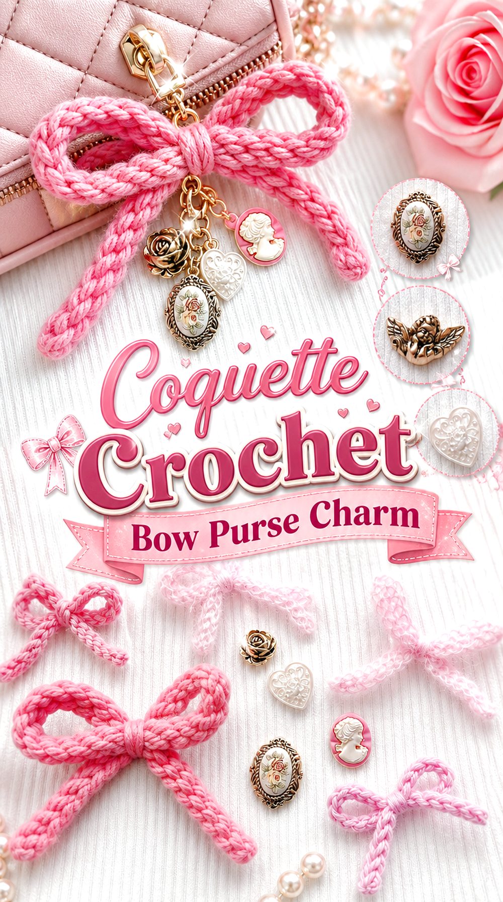 Coquette Crochet Bow Purse Charm