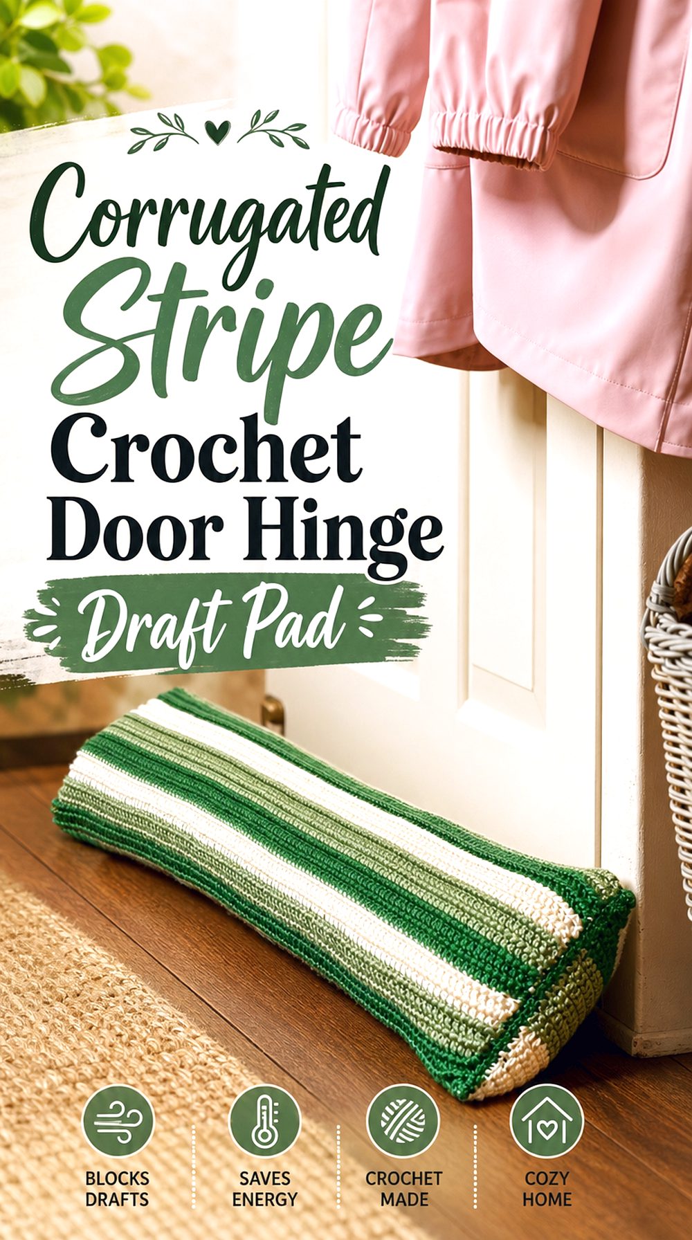 Corrugated Stripe Crochet Door Hinge Draft Pad