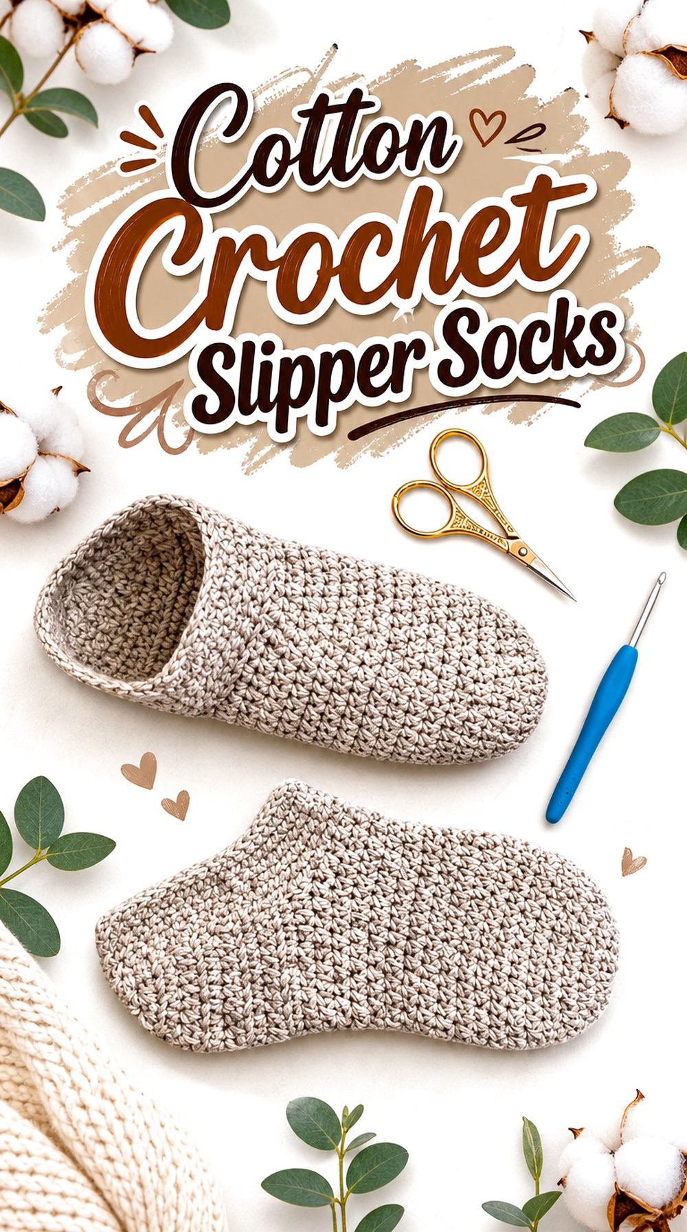 Cotton Crochet Slipper Socks