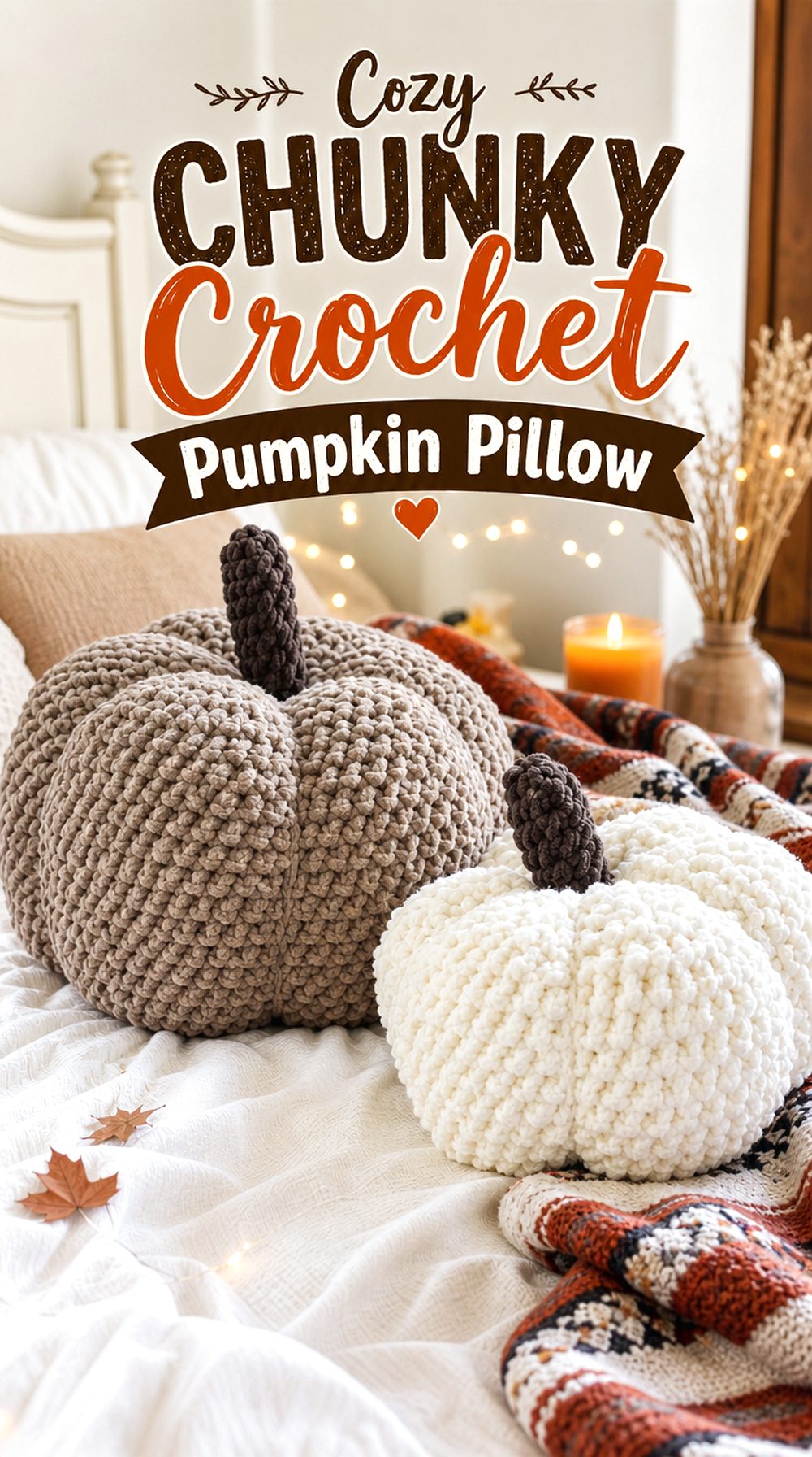 Cozy Chunky Crochet Pumpkin Pillow