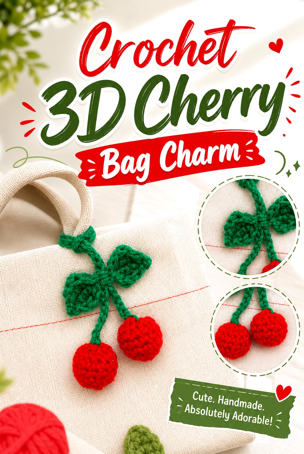 Crochet D Cherry Bag Charm