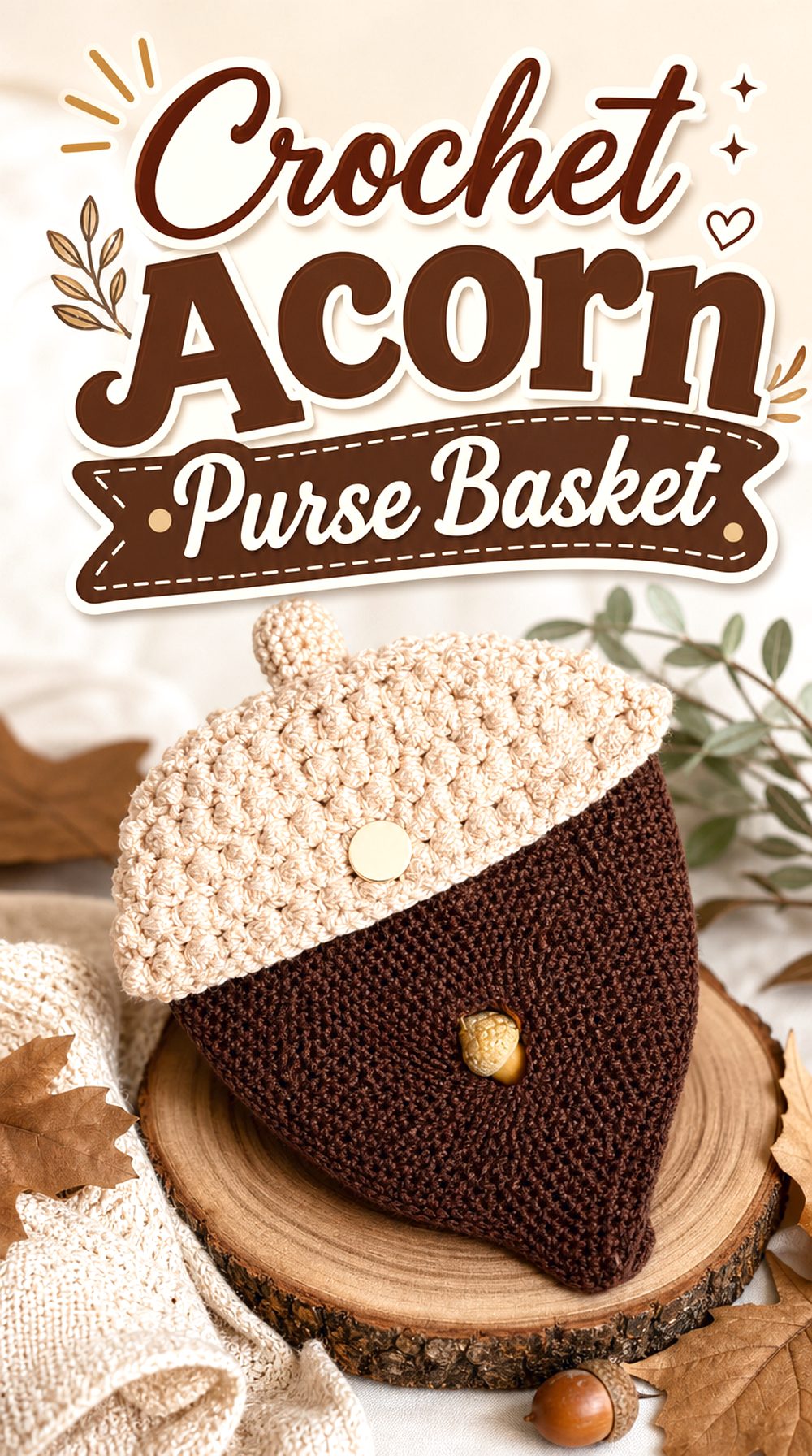 Crochet Acorn Purse Basket