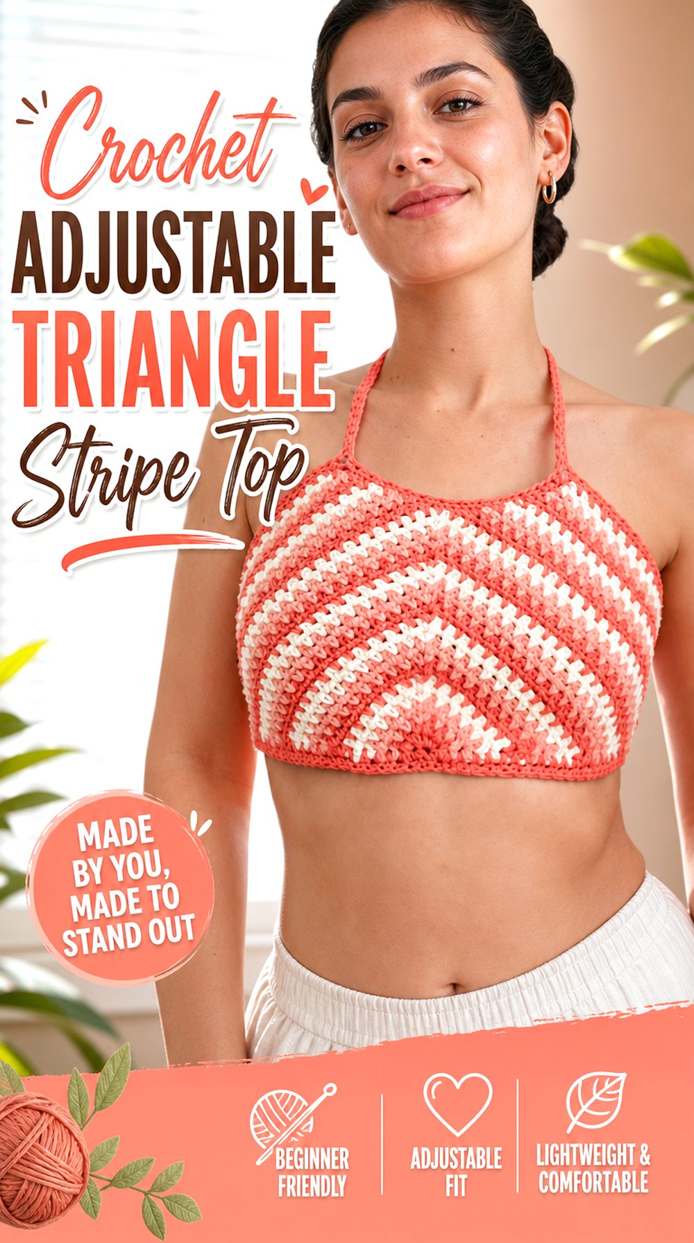 Crochet Adjustable Triangle Stripe Top
