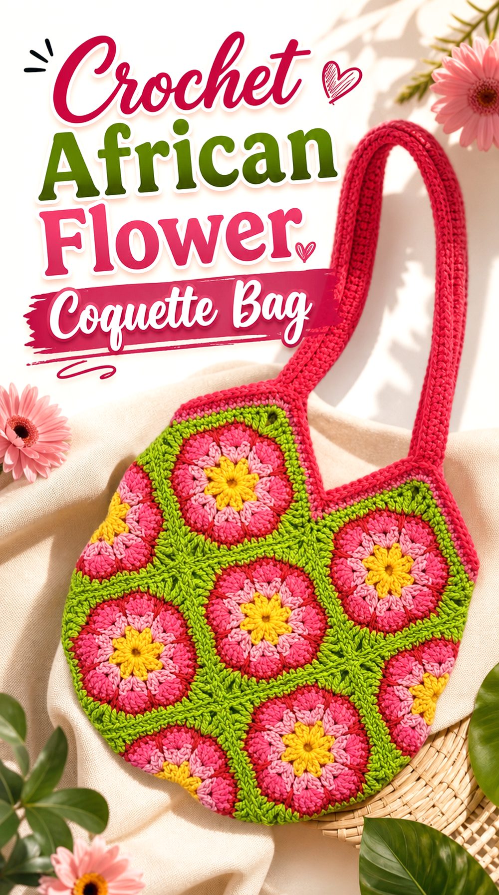 Crochet African Flower Coquette Bag