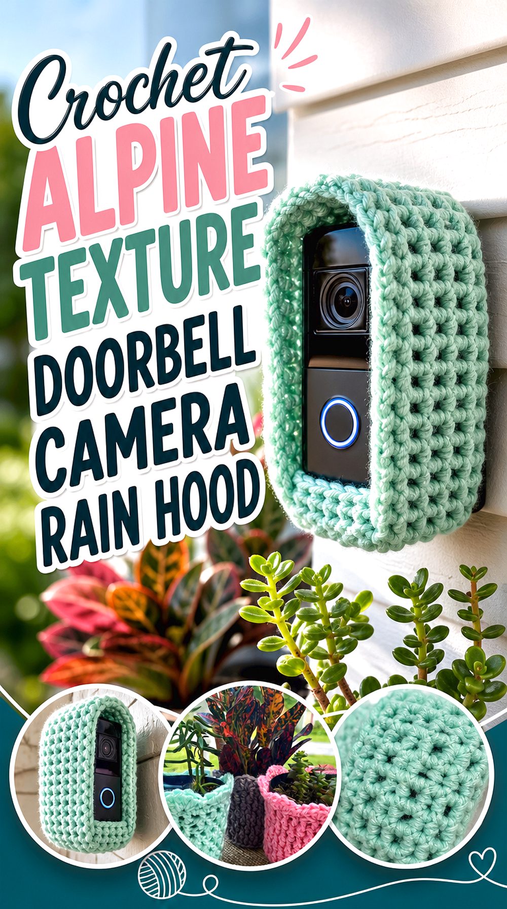 Crochet Alpine Texture Doorbell Camera Rain Hood