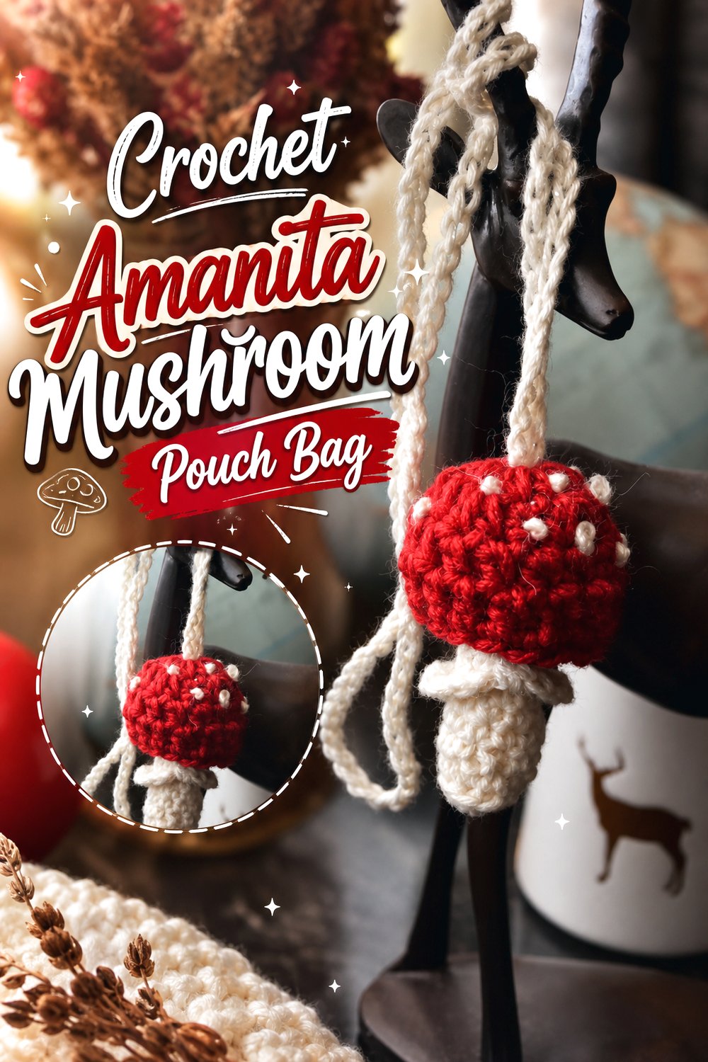 Crochet Amanita Mushroom Pouch Bag