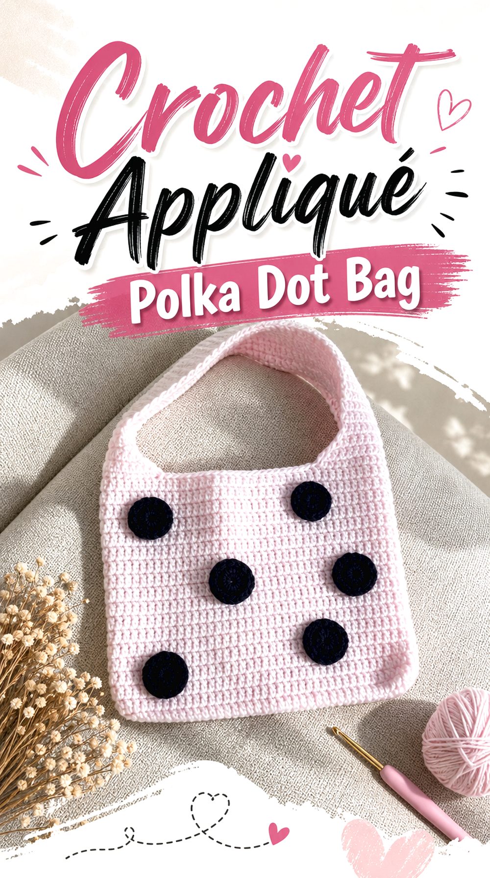 Crochet Appliqué Polka Dot Bag