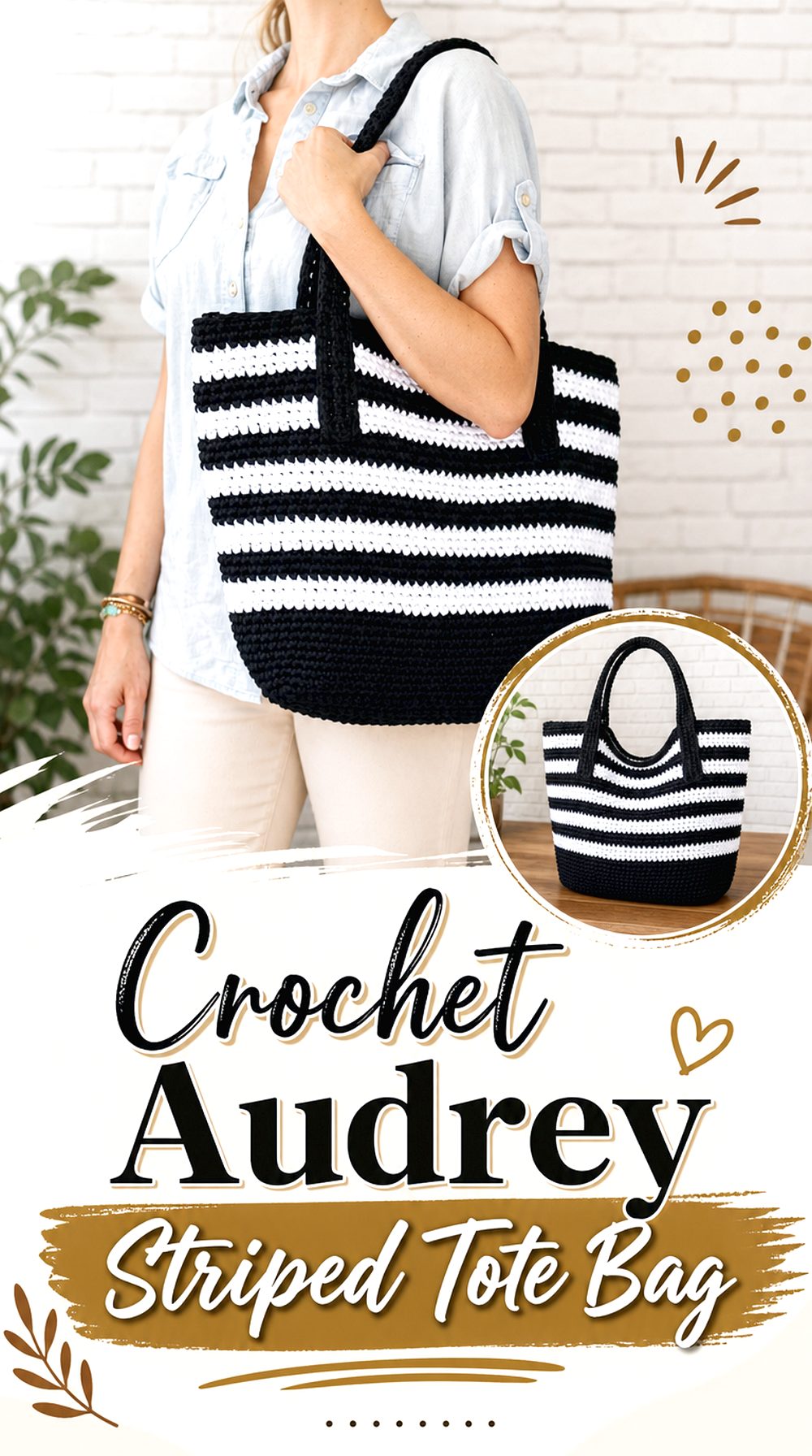 Crochet Audrey Striped Tote Bag