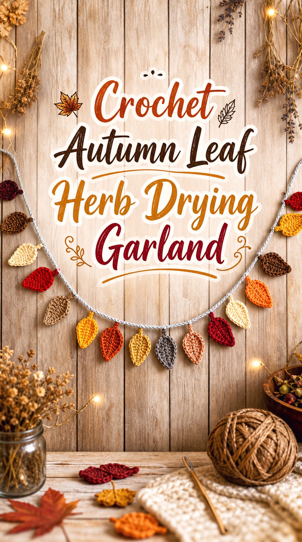 Crochet Autumn Leaf Herb Drying Garland