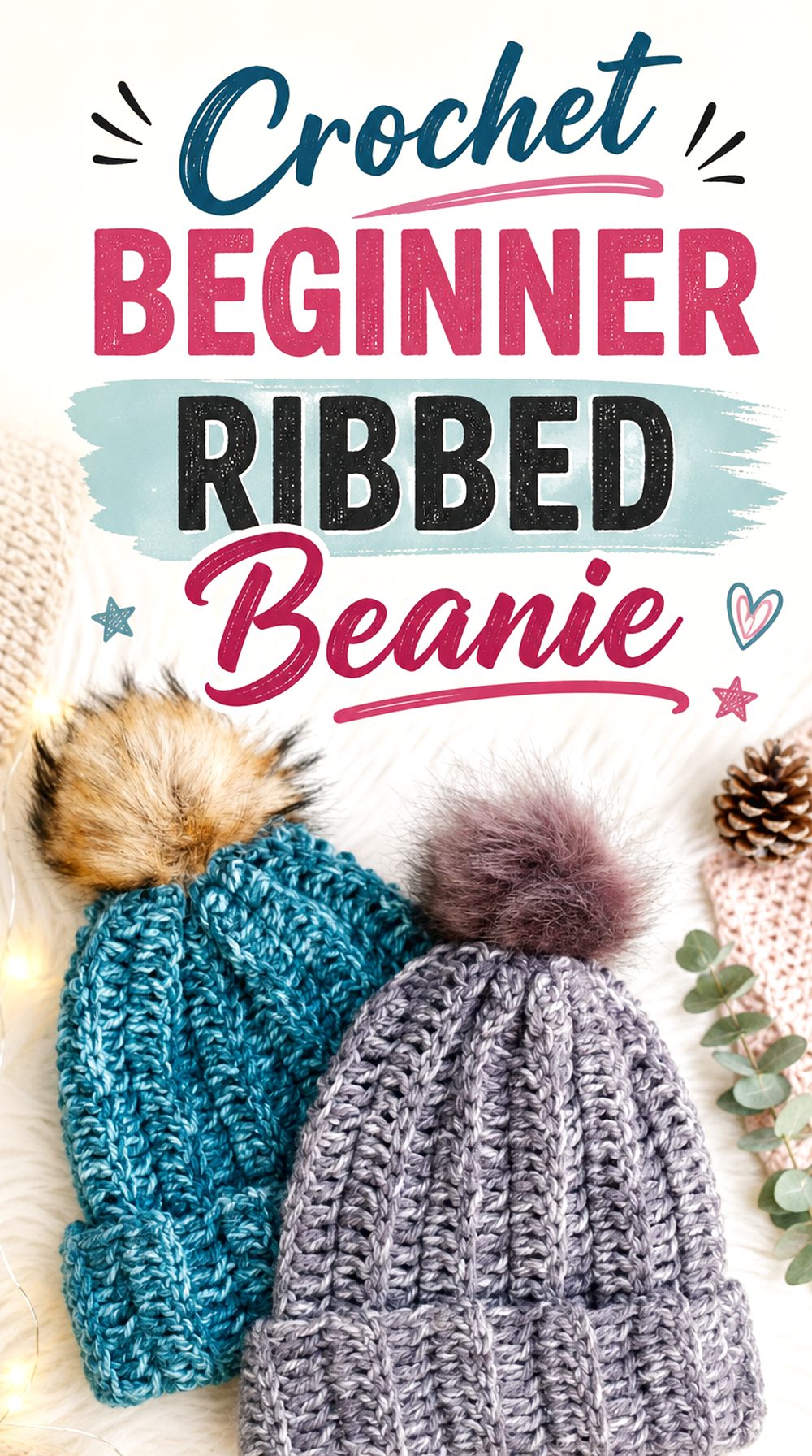 Crochet Beginner Ribbed Beanie