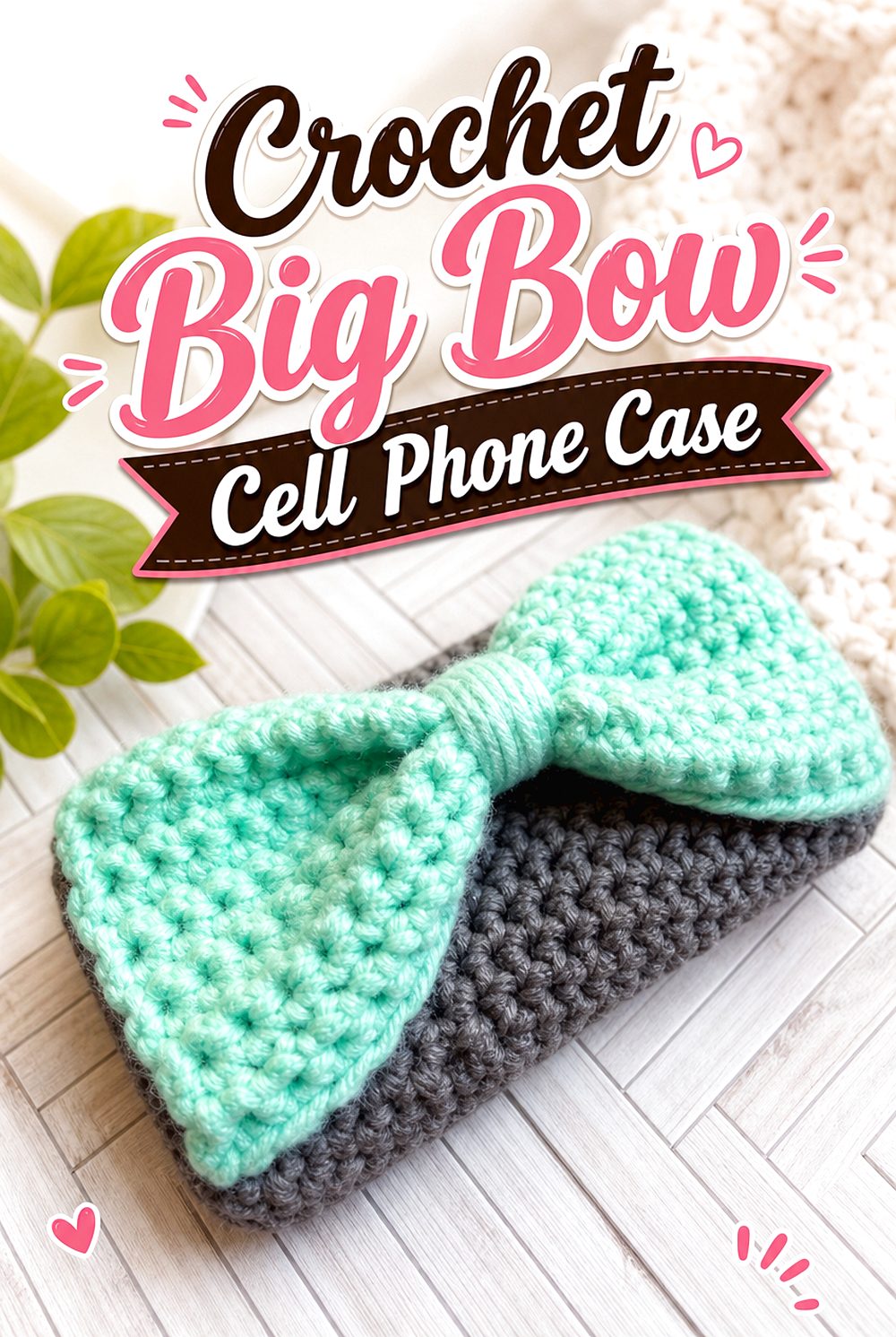 Crochet Big Bow Cell Phone Case