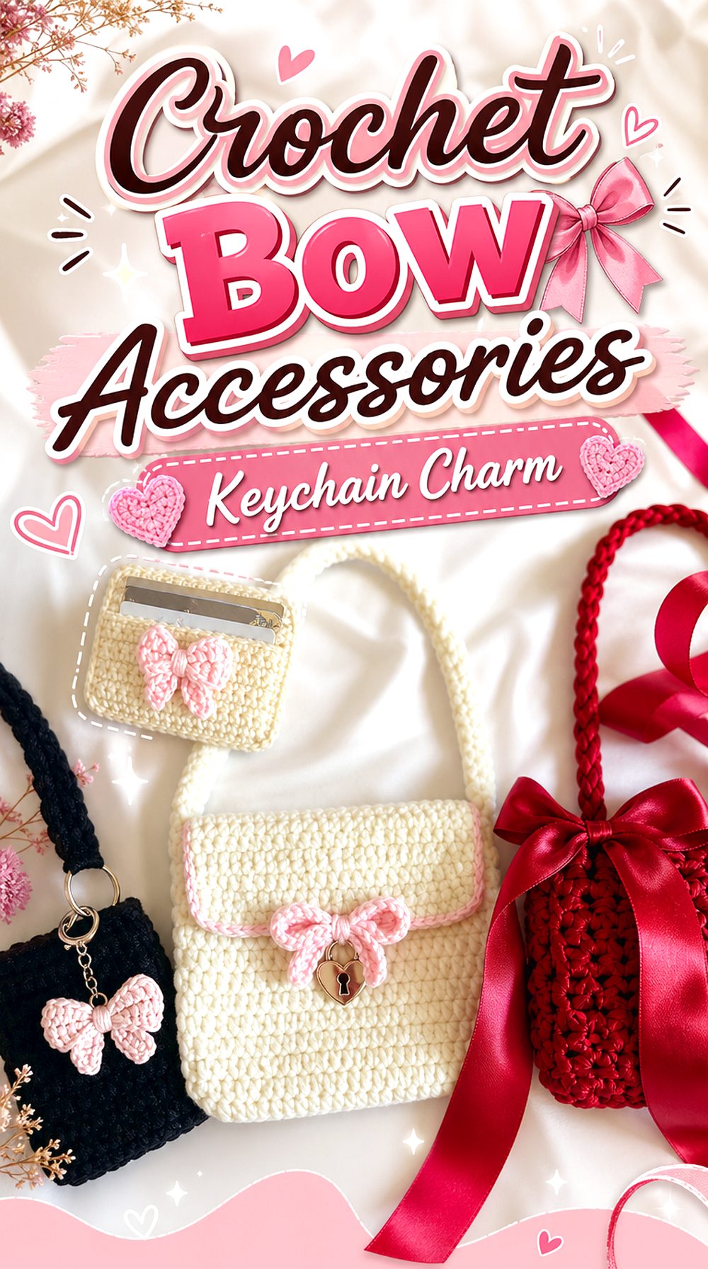 Crochet Bow Accessories Keychain Charm