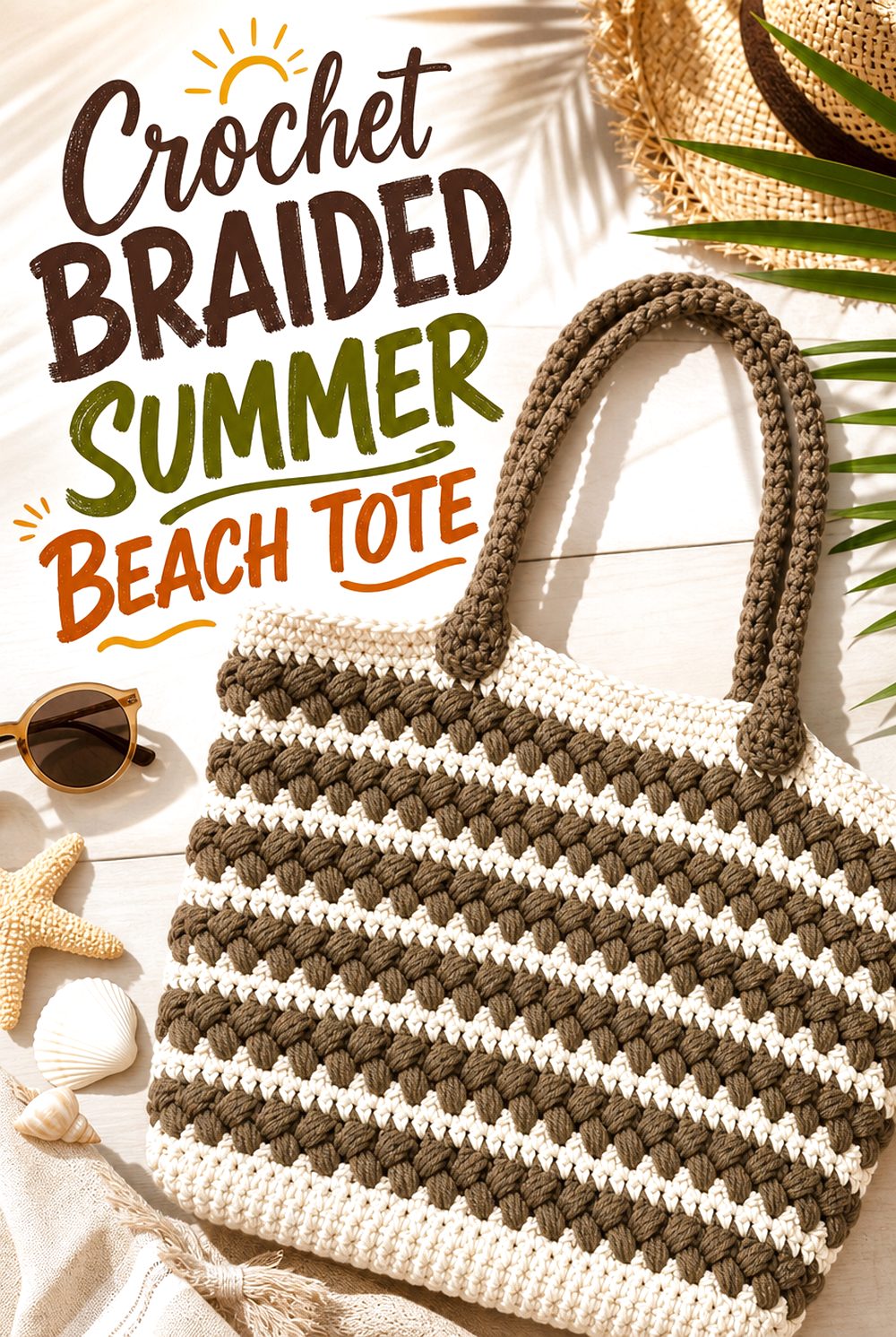 Crochet Braided Summer Beach Tote