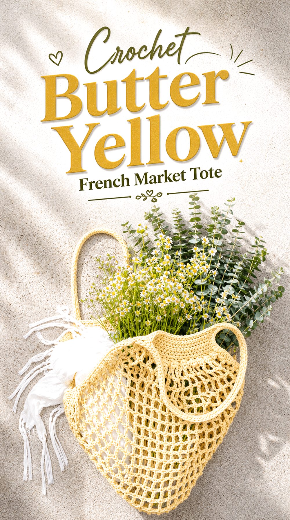 Crochet Butter Yellow French Market Tote