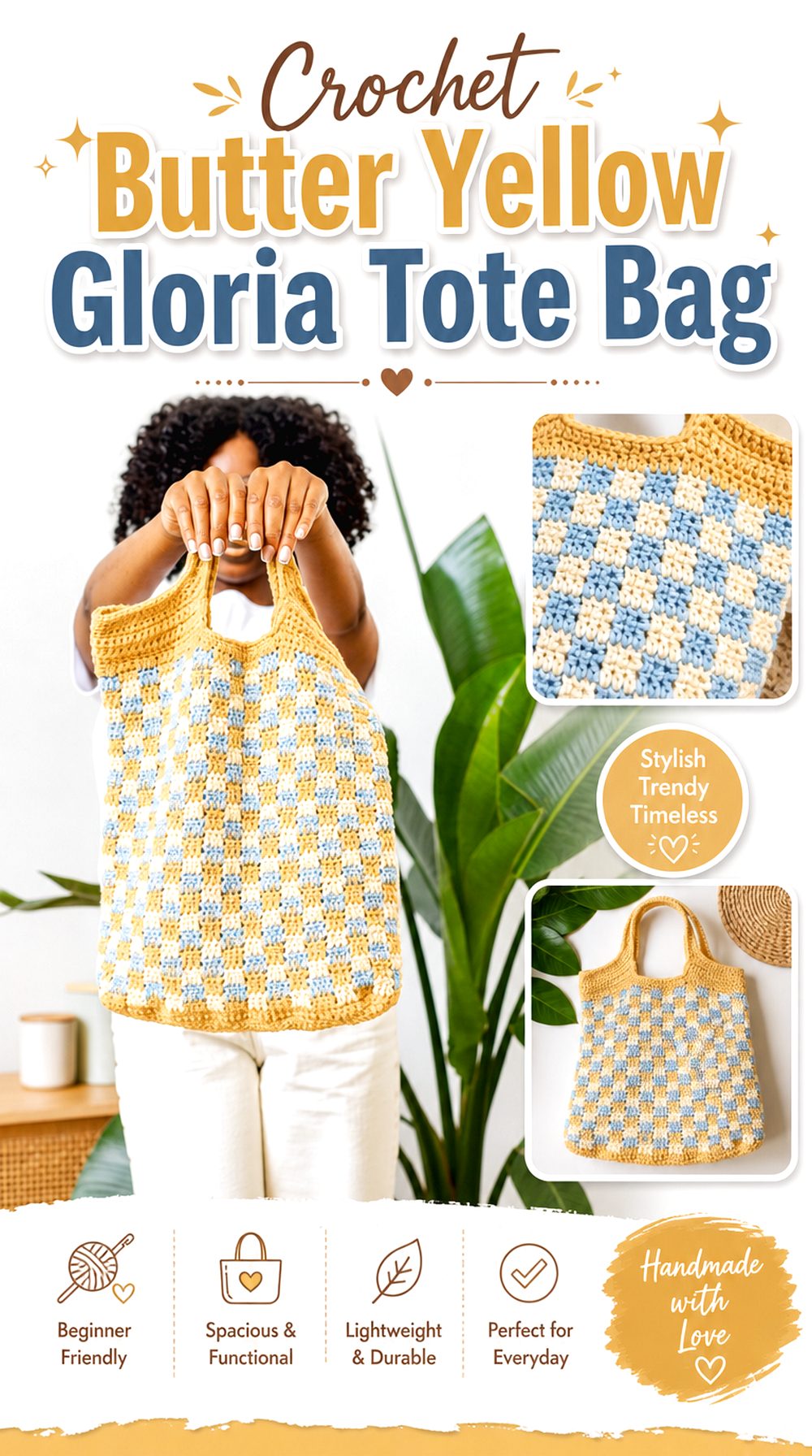 Crochet Butter Yellow Gloria Tote Bag