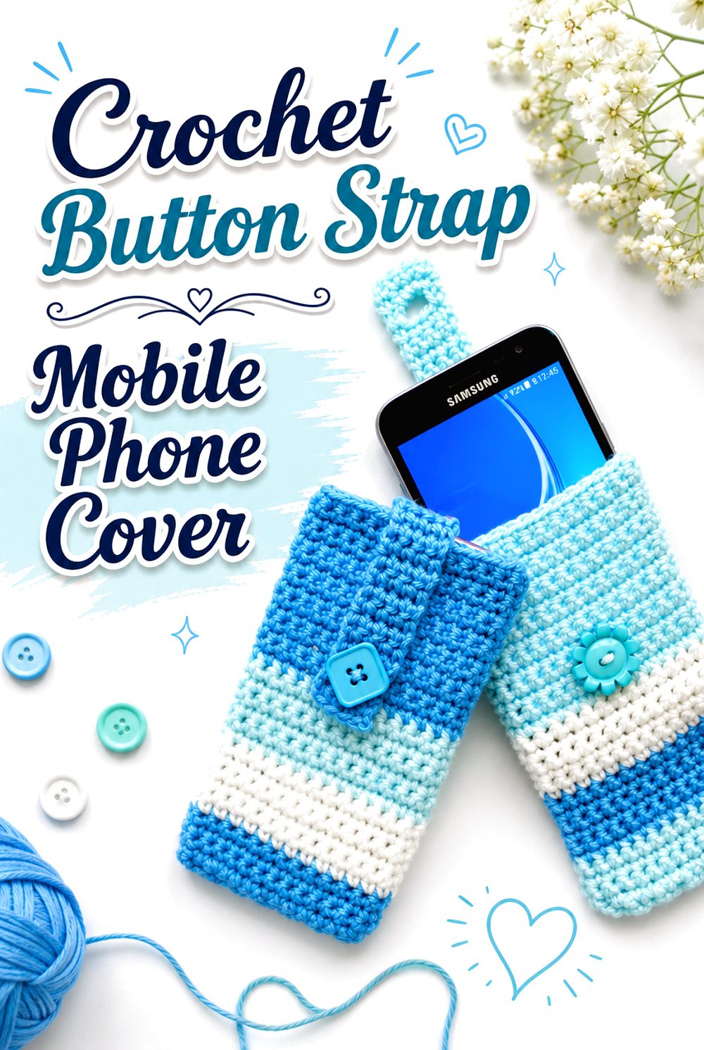 Crochet Button Strap Mobile Phone Cover